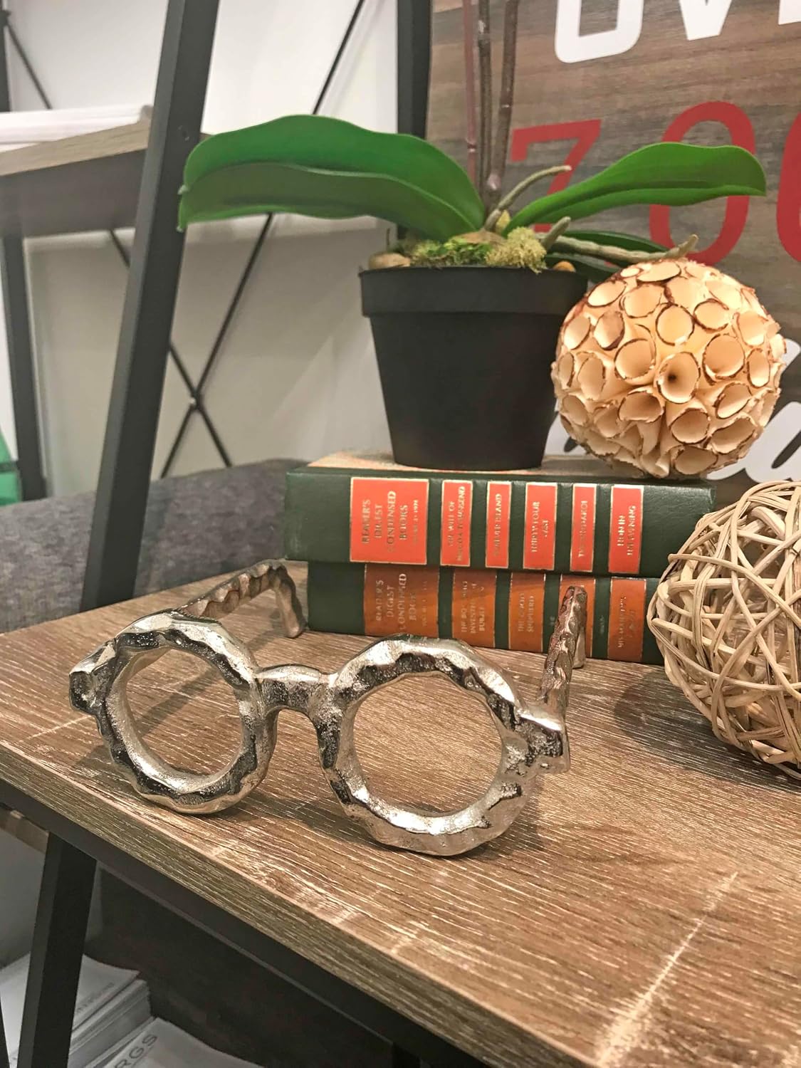 Square Book Stack Accent / Silver / Round