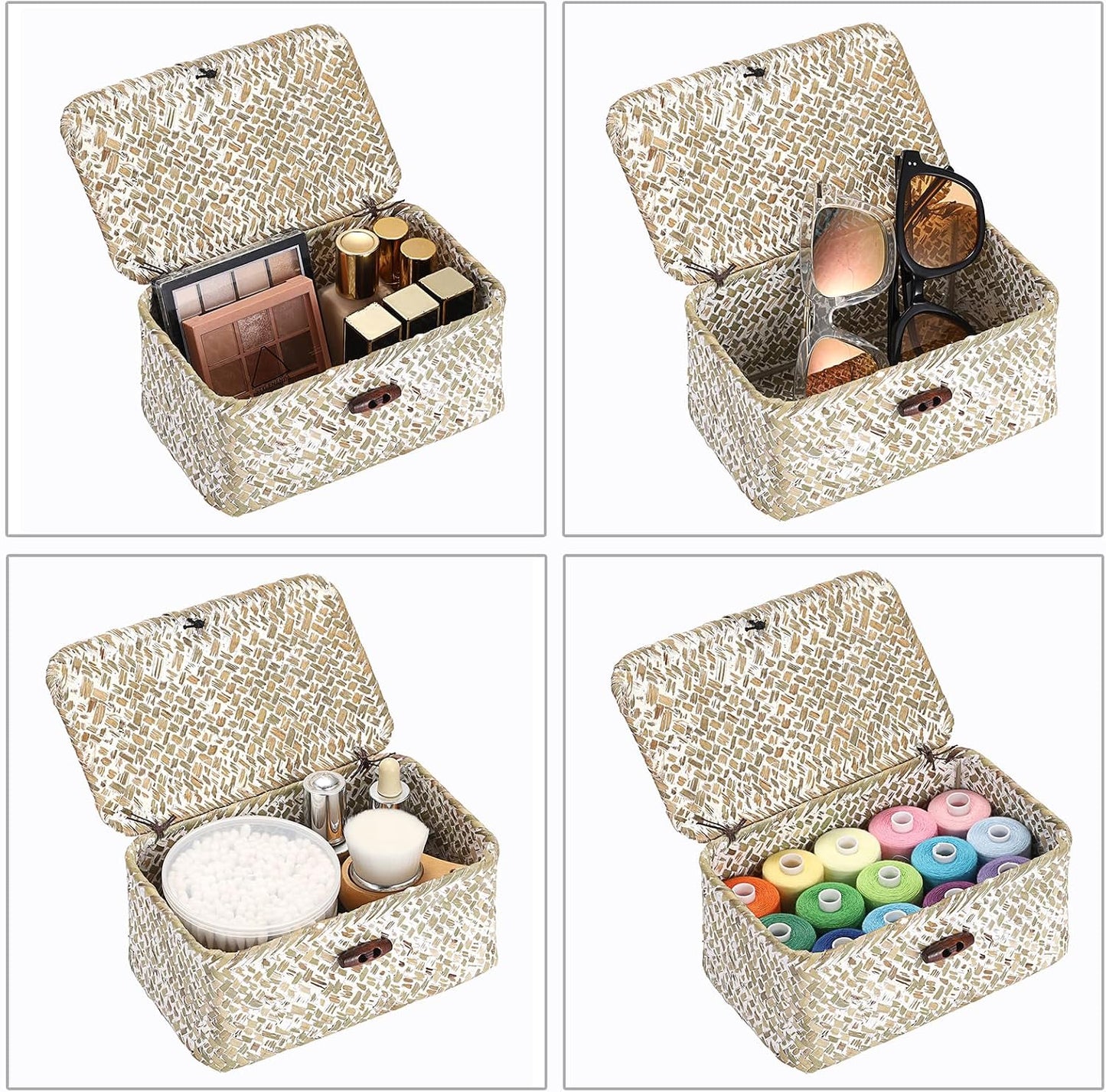 Mini Seagrass Basket / 7.0 x 4.3 x 3.3 / Whitewash Color