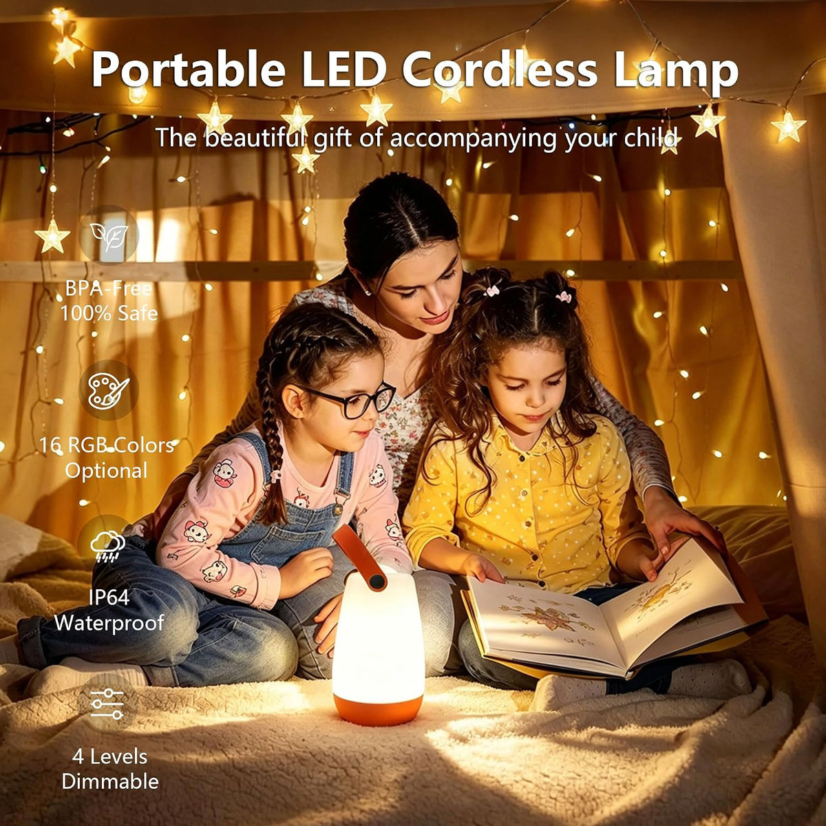 2-Pack Portable Outdoor Table Lamp,USB Rechargeable and RGB Light | IP44 Waterproof, Remote Control,Portable with