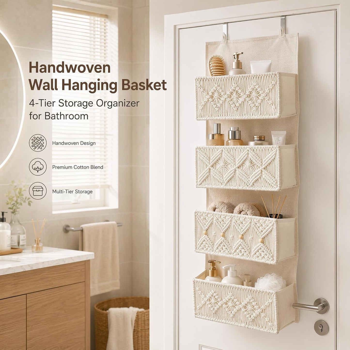 Metal Hooks Included / Brown