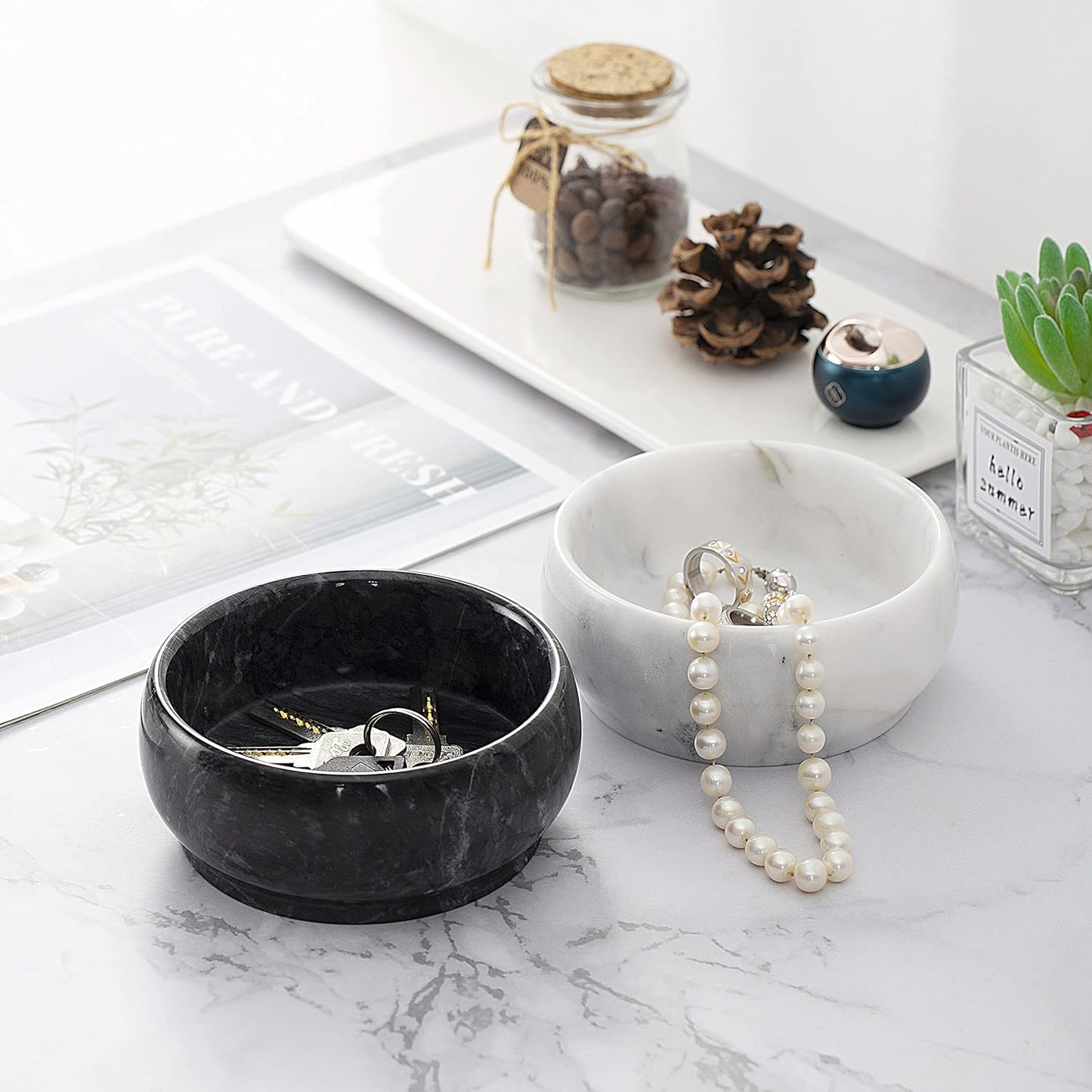 Natural Marble Key / Black Marble / 4.72 Inch