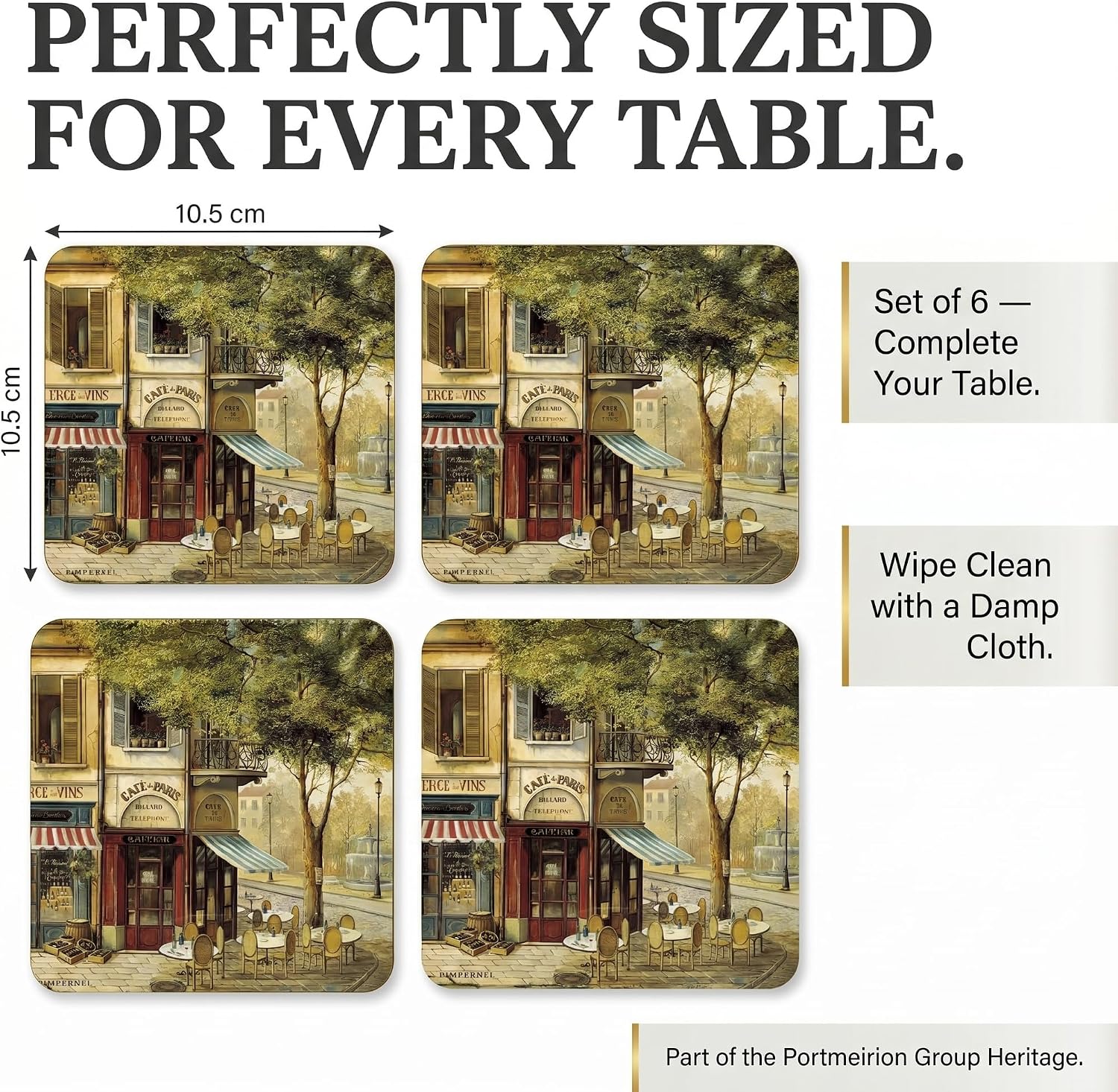 4" Elegant Cork-Backed Boards Featuring Paris Art Prints / Coasters / Parisian Scenes / Set of 4