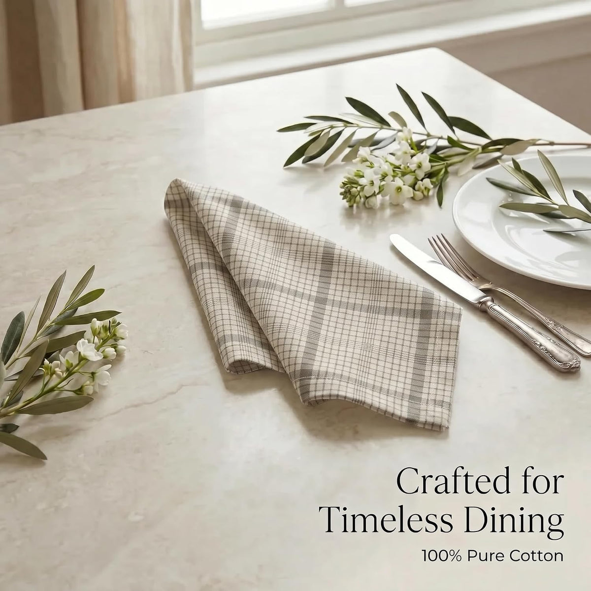 Urban Villa Cloth Napkins Cotton 20x20 (Set of 12) Tiny Checks