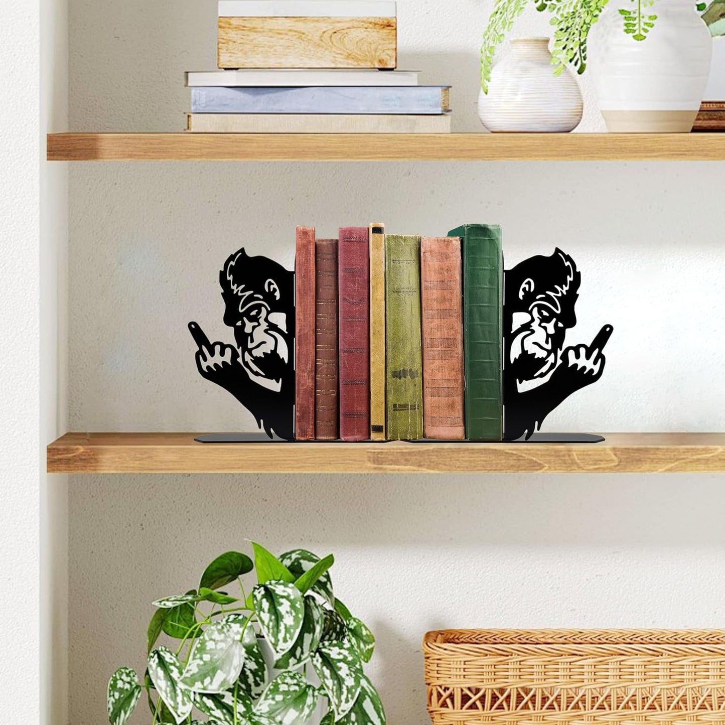 Peeping Bigfoot Metal Bookends Funny Sasquatch Book Ends