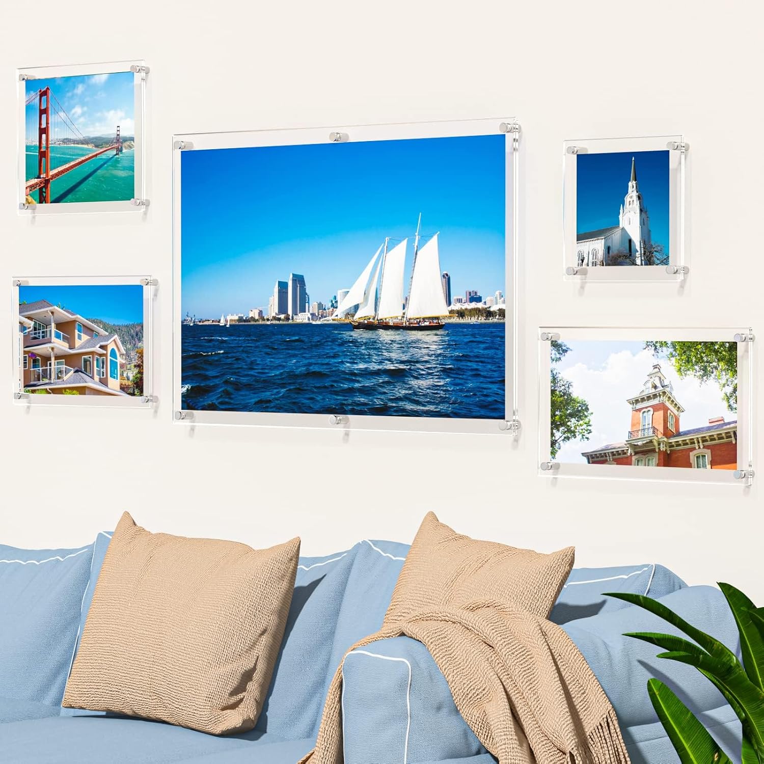 NIUBEE 12x16 and 11x17 Clear Acrylic Wall Mount Picture Frames | A3 Size,Full Frame is 14.5x18.5 inch, Floating