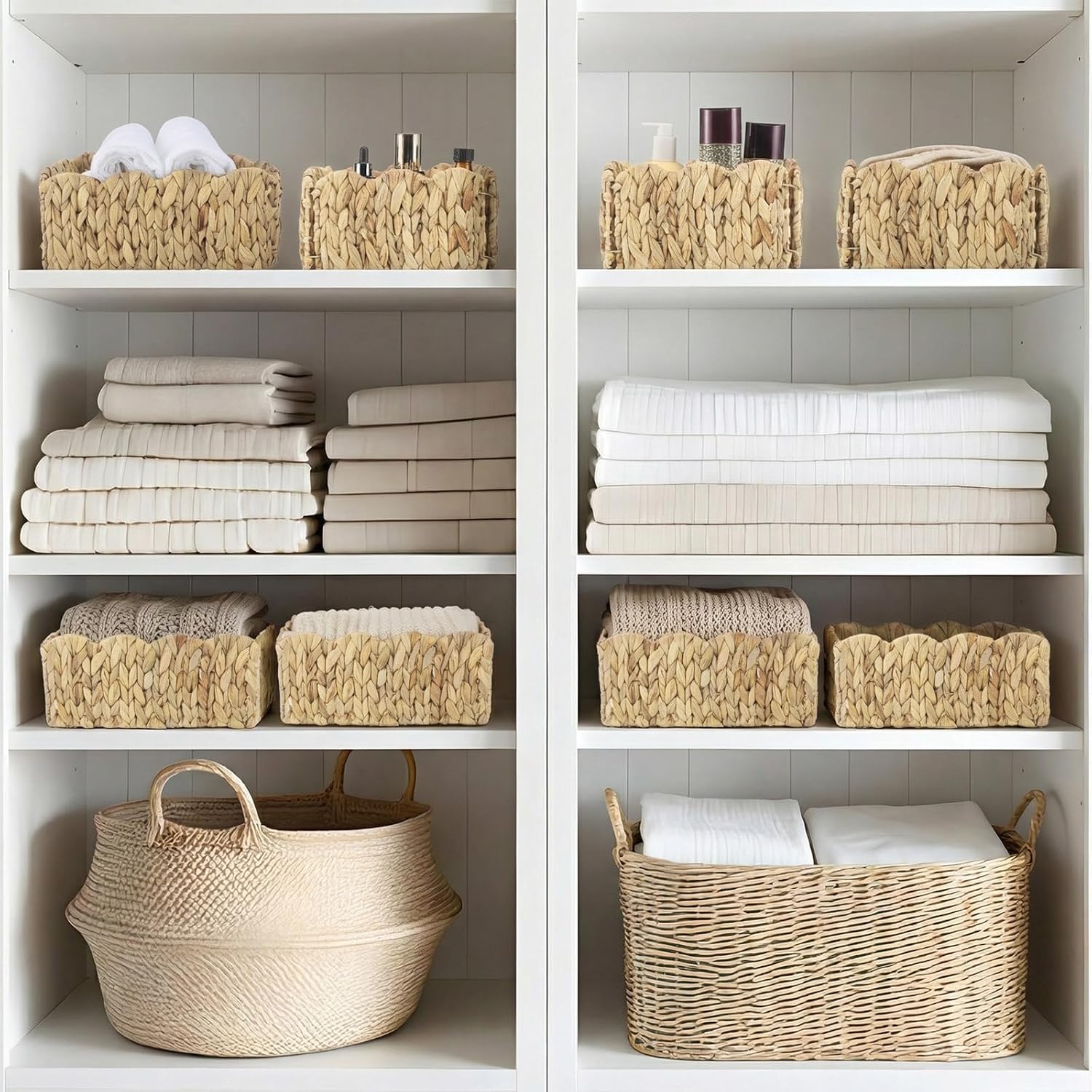 Rectangular Wicker Storage Baskets / 12 x 9 x 5 / Set of 6