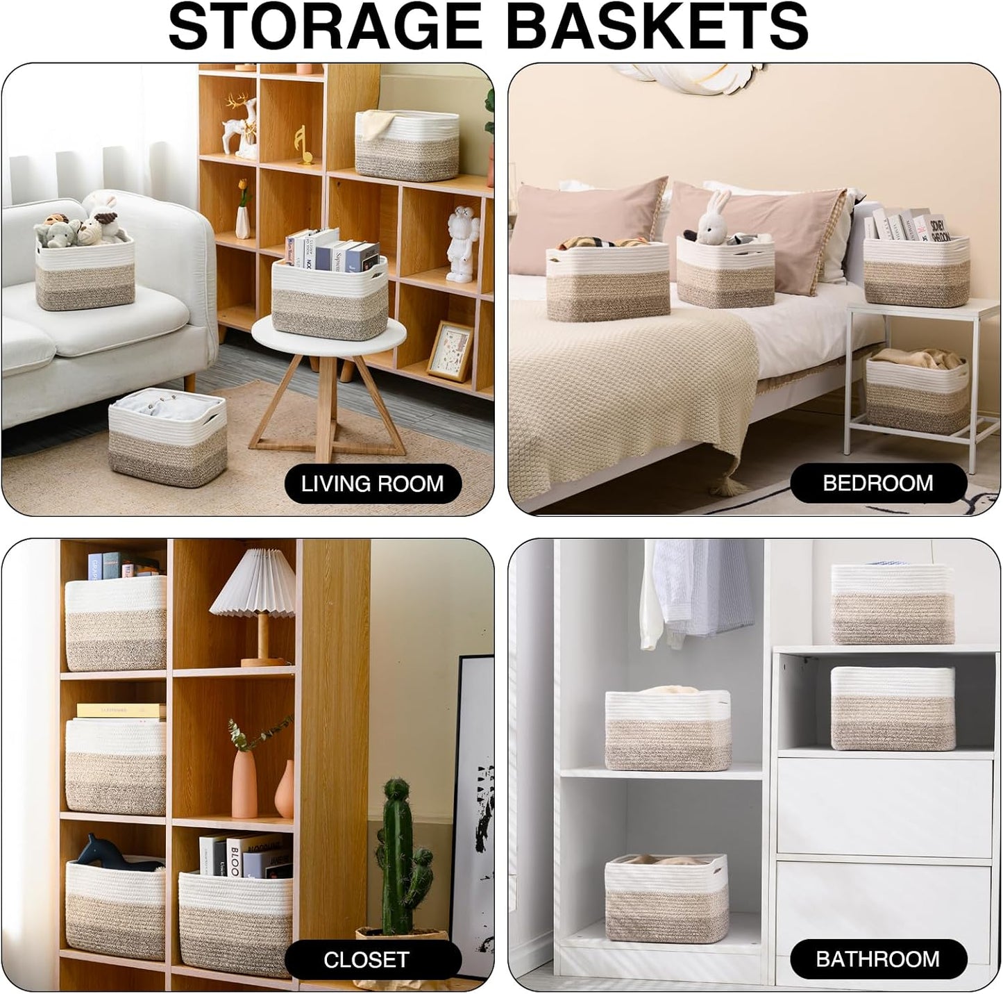 Woven Baskets for Storage / Gradient Brown