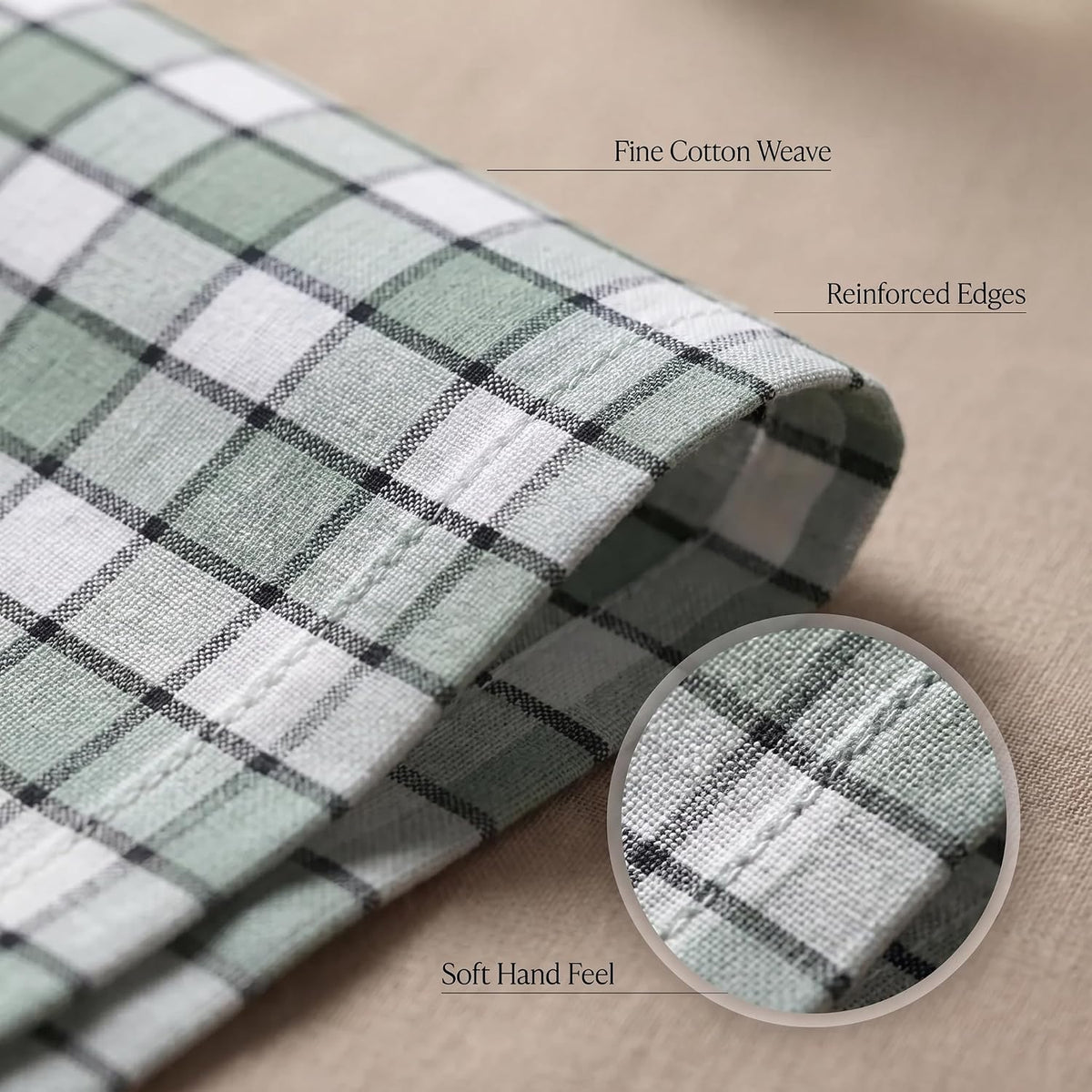 Urban Villa Cloth Napkins Cotton 20x20 (Set of 12) Majestic Checks