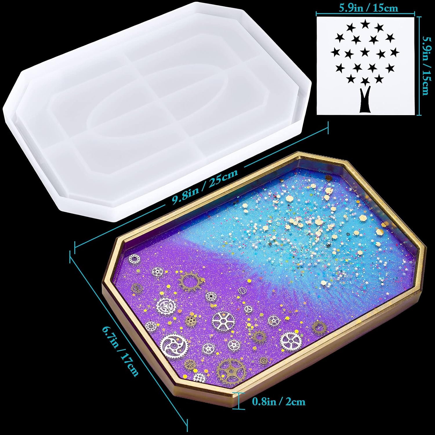Large Octagon Shape Serving Tray Epoxy Resin DIY Casting Silicone Mold / Octagon Serving Tray