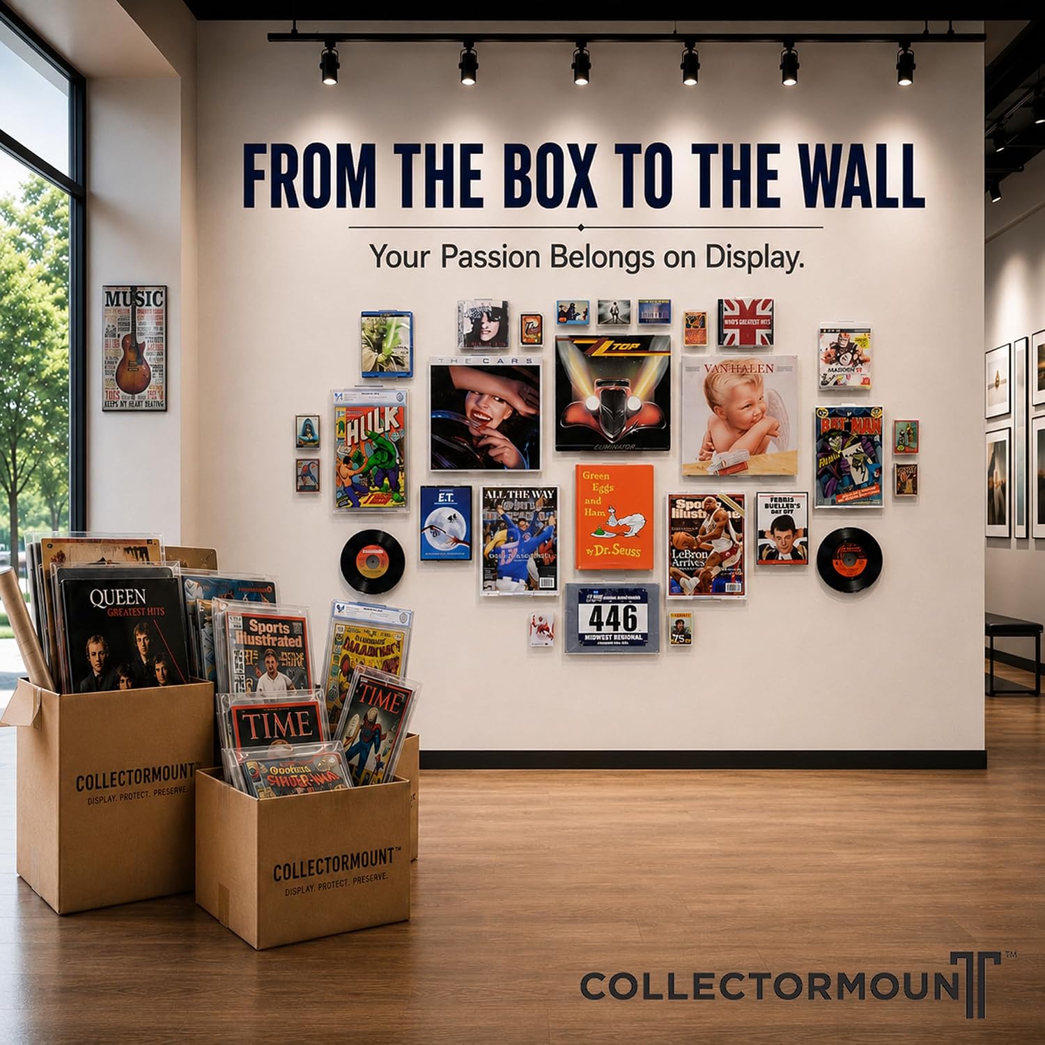 CollectorMount™ Vinyl Record Frame Wall Mount & Shelf Stand, 5 Pack | Patented Adjustable Display for Vinyl Records &