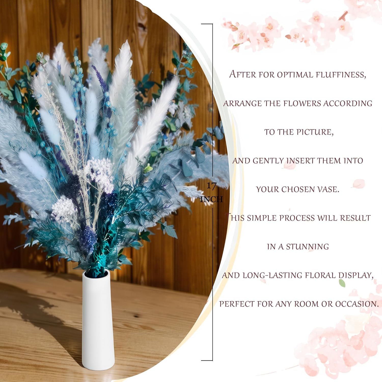Pampas Grass Decor Dried Flowers / CH655 / Blue