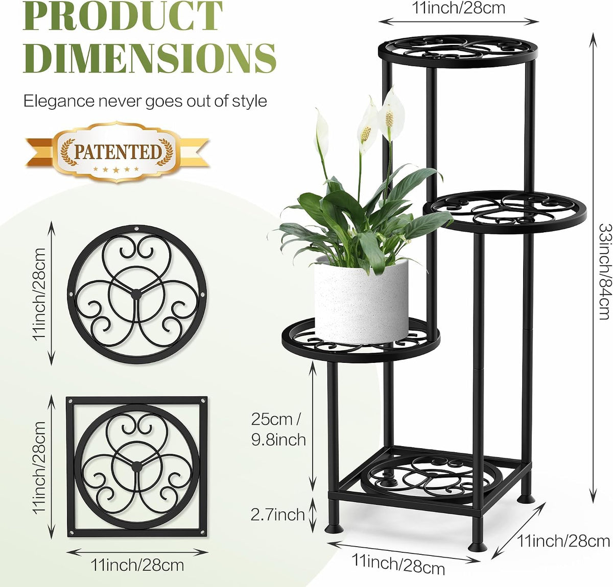 4 Tier Plant Stand Indoor Outdoor, Metal Flower Shelf Display Holder Corner | Multiple Plants Rack Tall Holder, Sturdy
