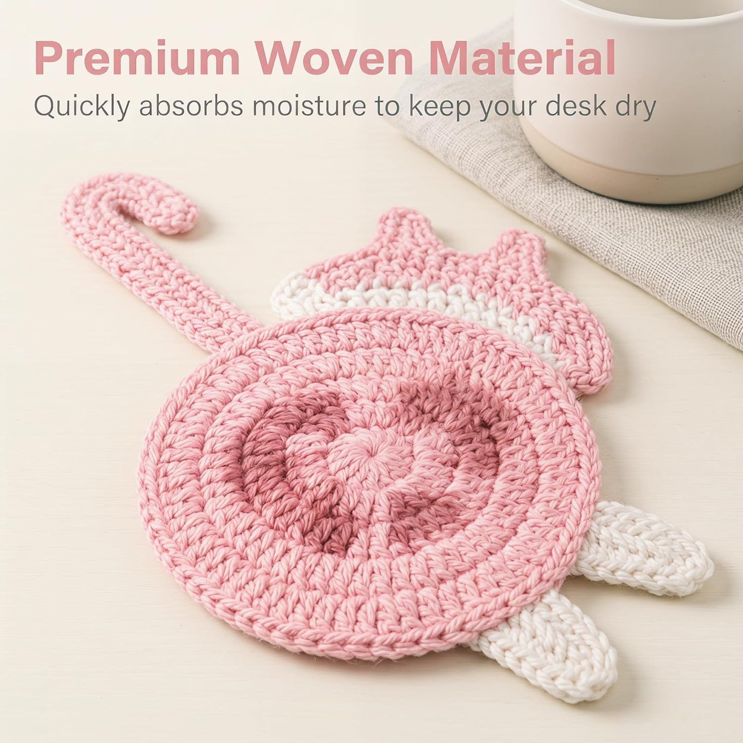 Cat Gifts for Cat Lovers Cat Coaster Woven Creative Cat Coaster Insulation Coaster Coffee / Set of 5