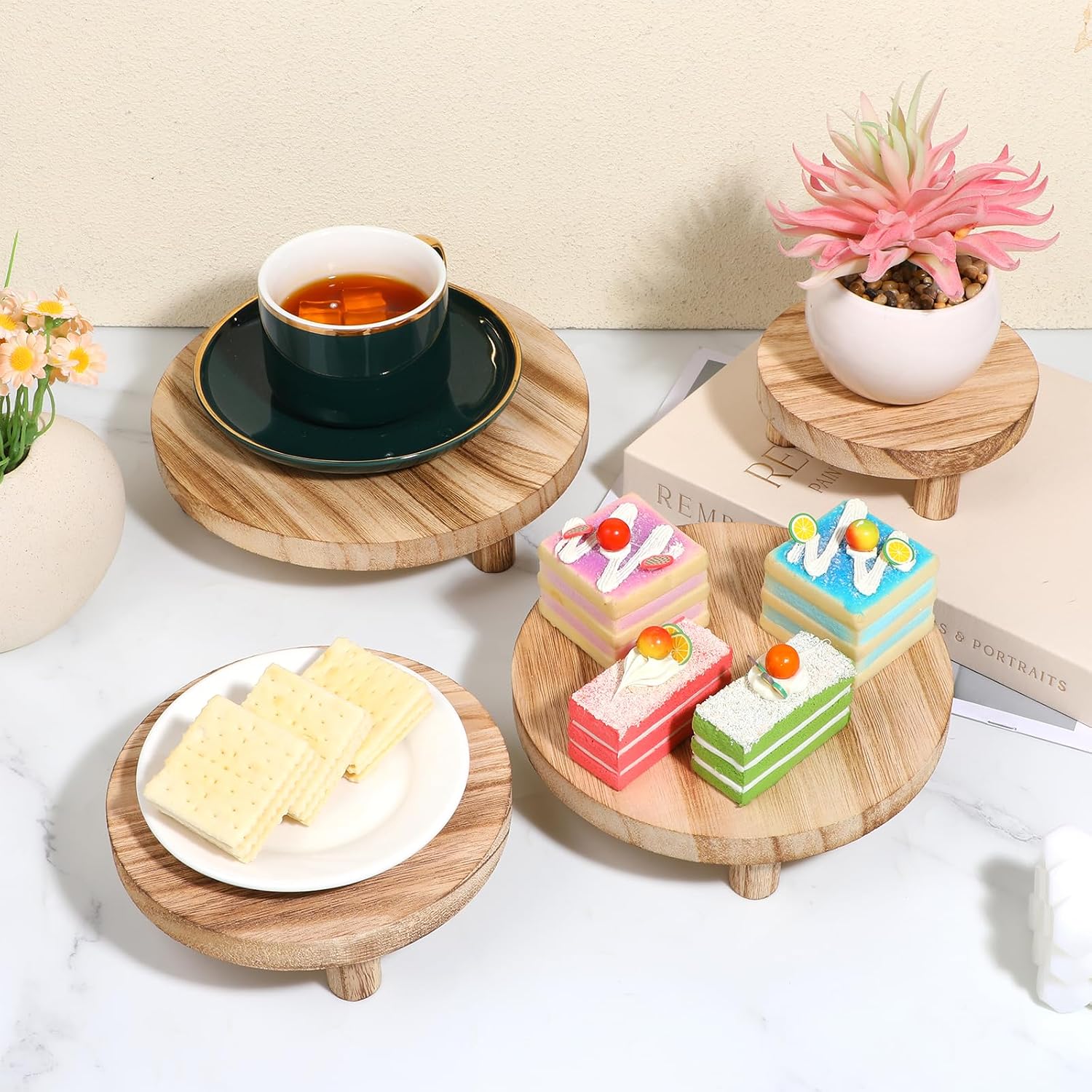 Wooden Risers Display Stands / Set of 4