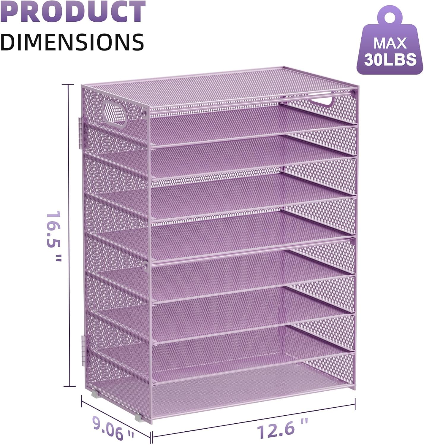 Marbrasse Paper Organizer Letter Tray, 9 Tier Mesh File Organizer with Handle, Paper Sorter Desk Organizer for Home