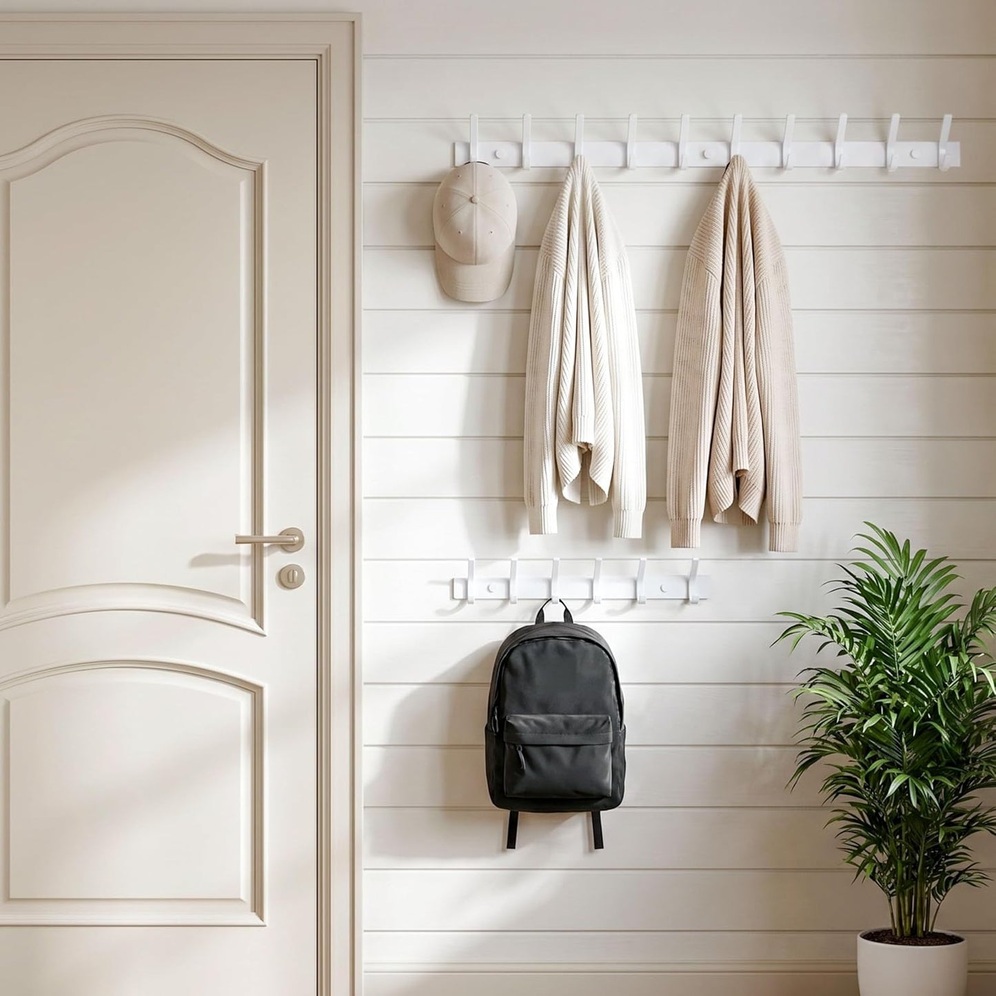 WEBI Coat Rack Wall Mounted,10 Hooks,30" Long Coat Hooks Wall Mount White,Coat Hanger Wall,Hook Rack,Jacket Hooks for