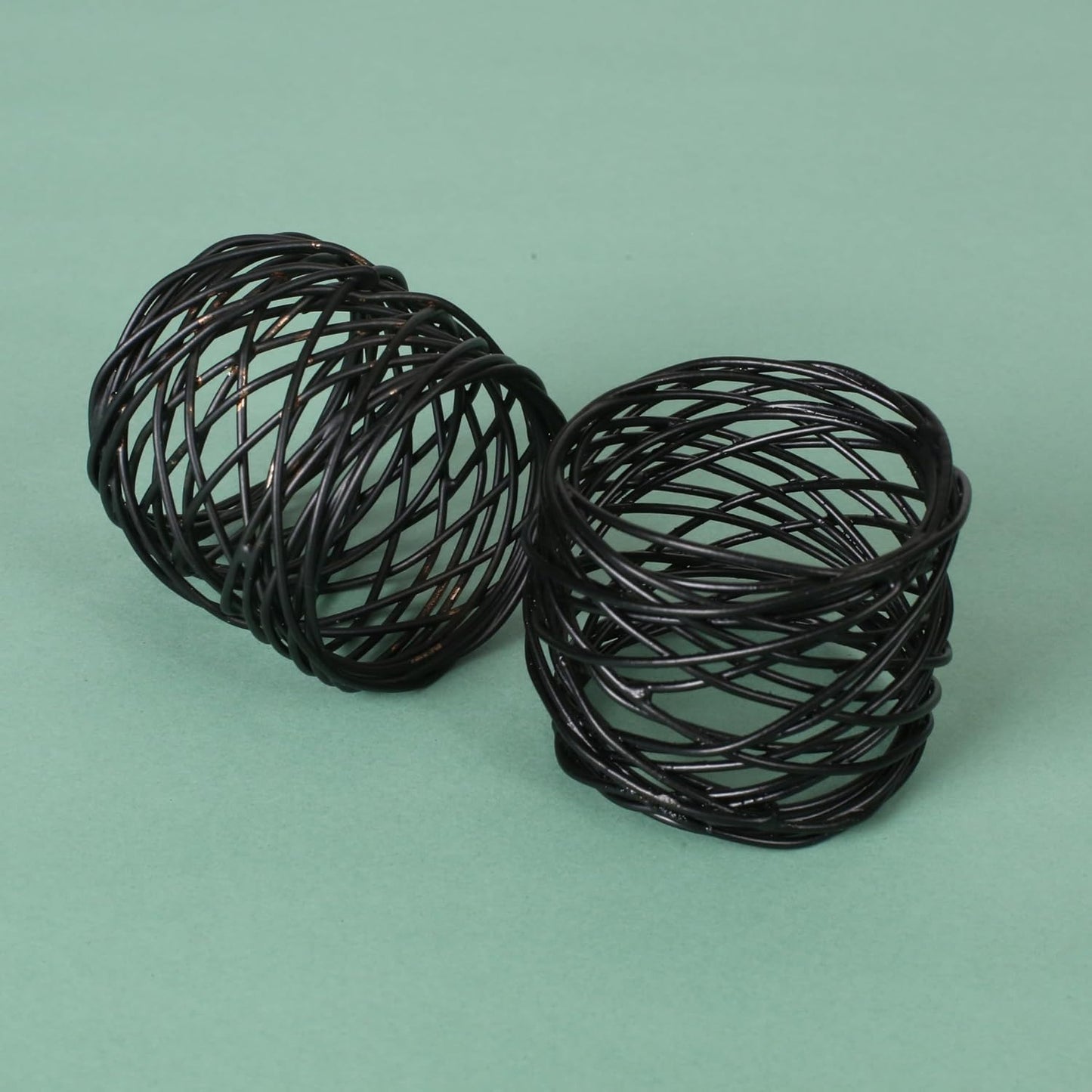 Alpha Living Home Black Metal Napkin Rings Set of 12, Matte Mesh | Rust-resistant metal, 2x2x1.5 in each, fits cloth &