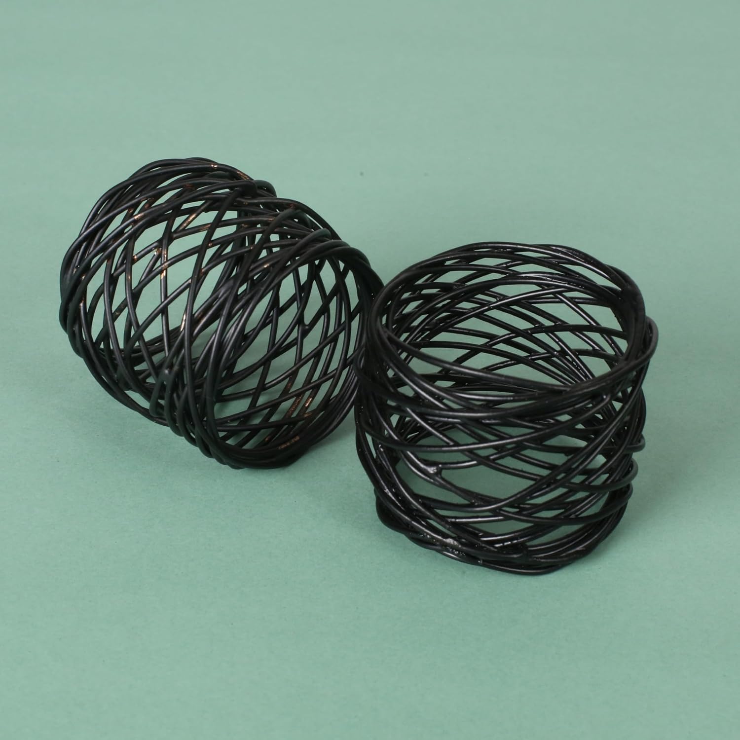 Alpha Living Home Black Metal Napkin Rings Set of 12, Matte Mesh | Rust-resistant metal, 2x2x1.5 in each, fits cloth &