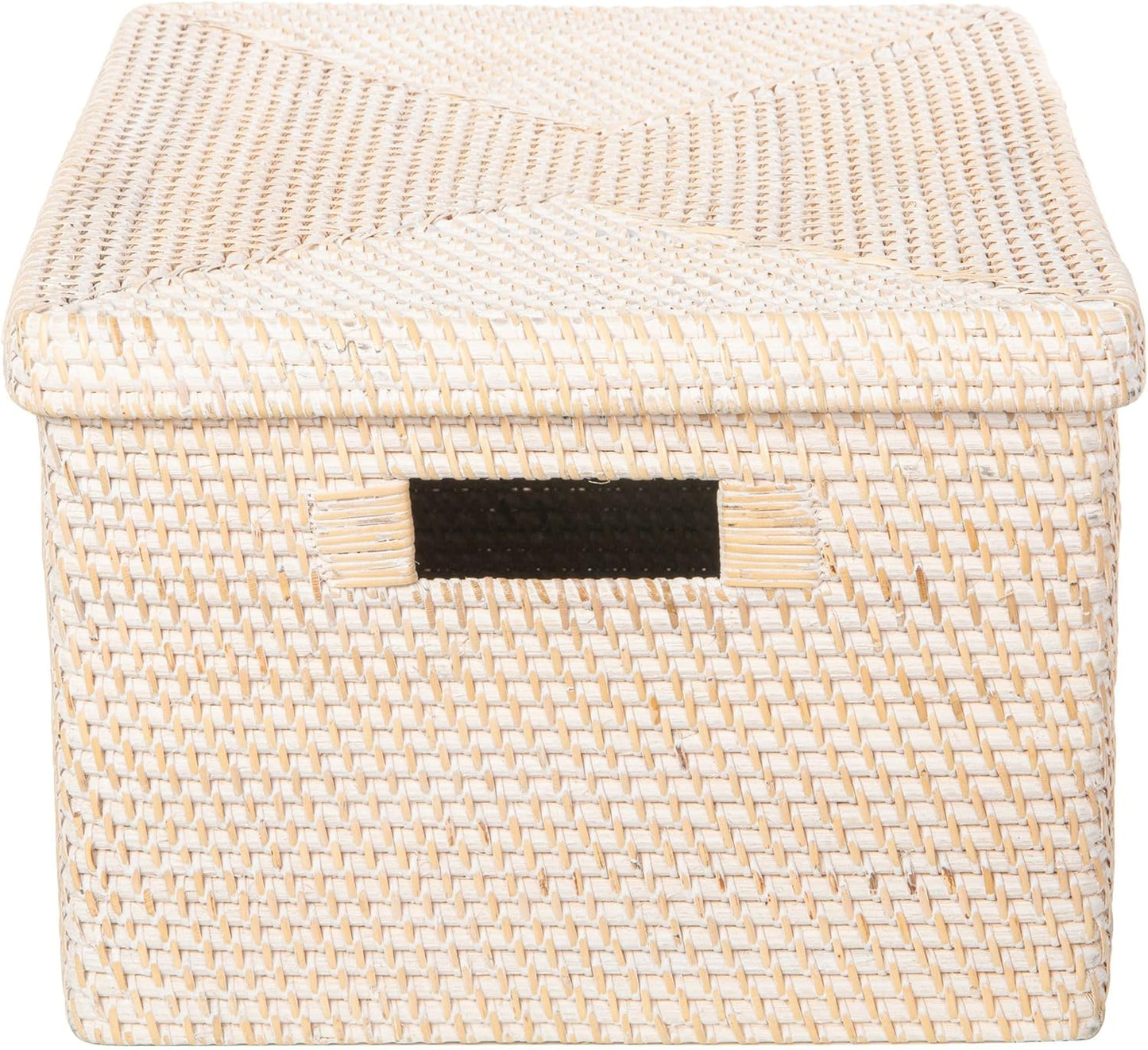 Rattan Storage Box and Decorative Basket / White Wash / 18.5 Inch