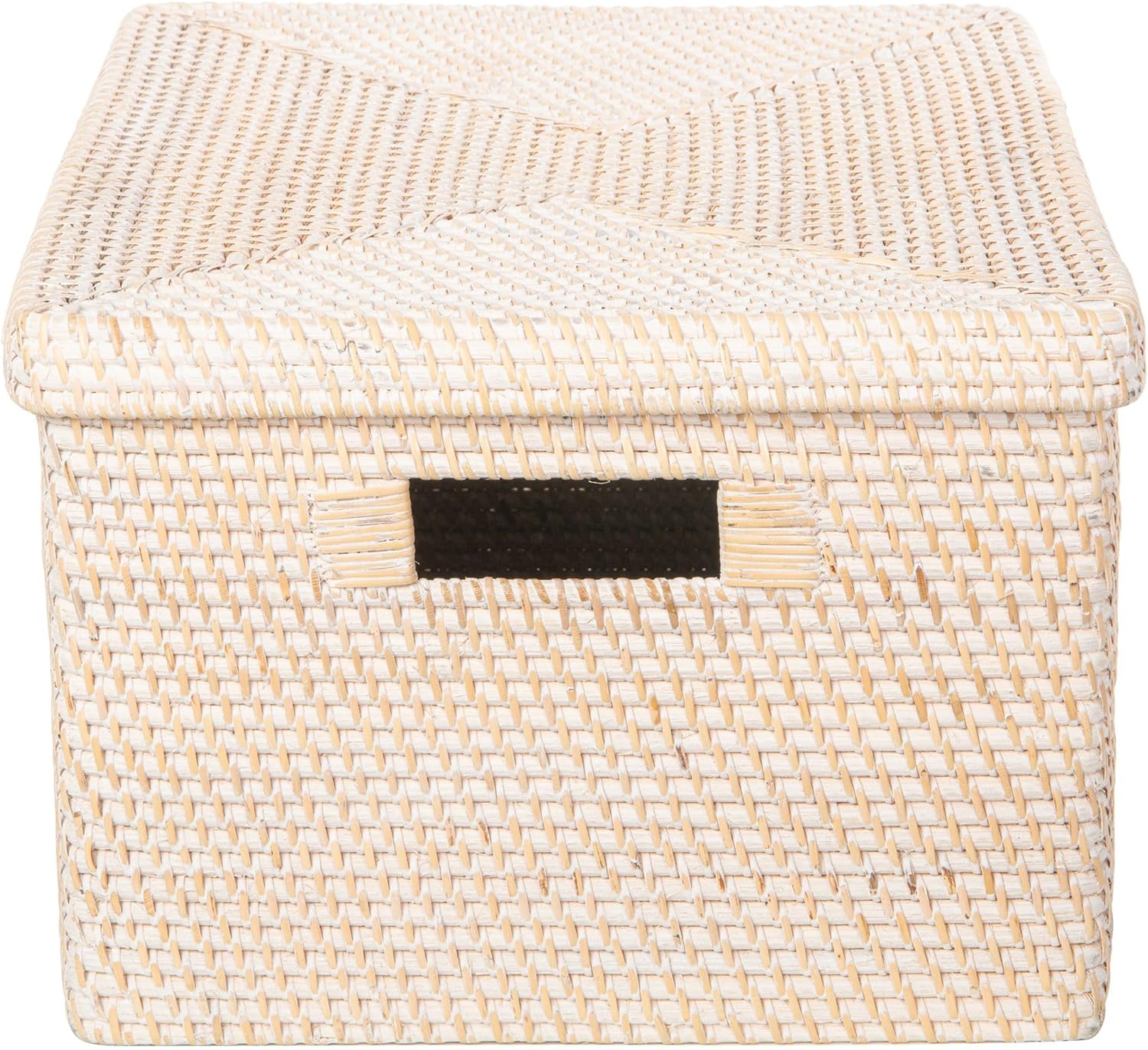 Rattan Storage Box and Decorative Basket / White Wash / 18.5 Inch