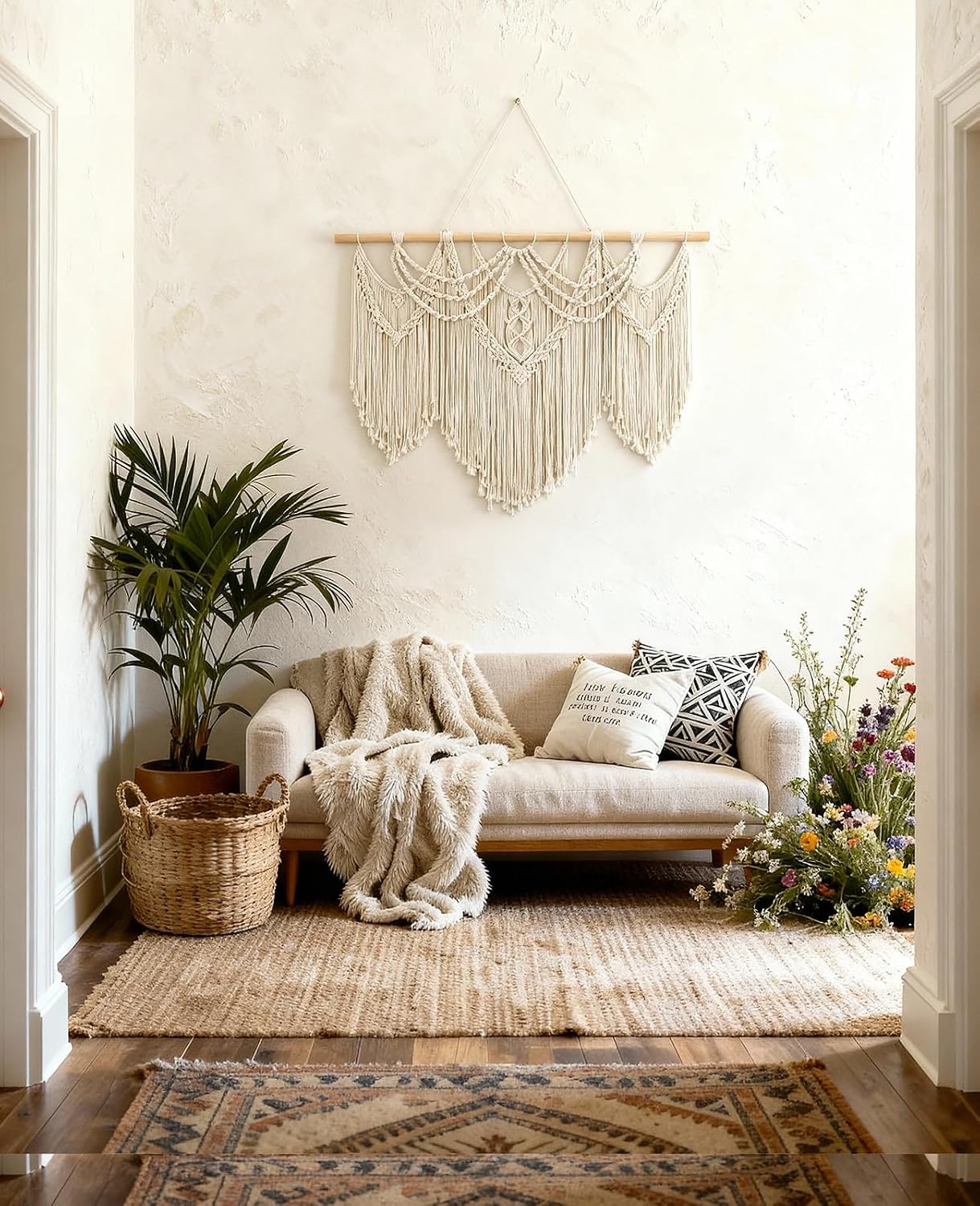 Boho Wall Tapestry / 32"L x 43"W / Tassel / 43 x 32