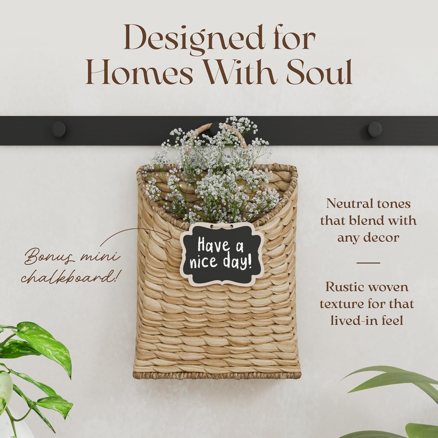 Boho Woven Wall Hanging Basket