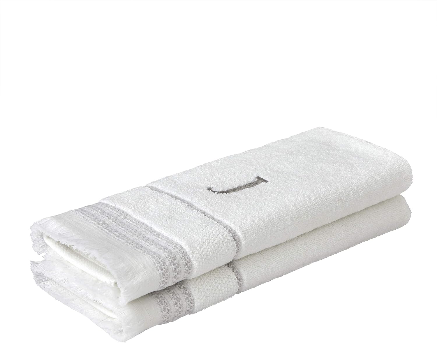 SKL Home Casual Monogram Hand Towel Set-2pc, Embroidered J, White | Available in letters A-Z. Personalized style for