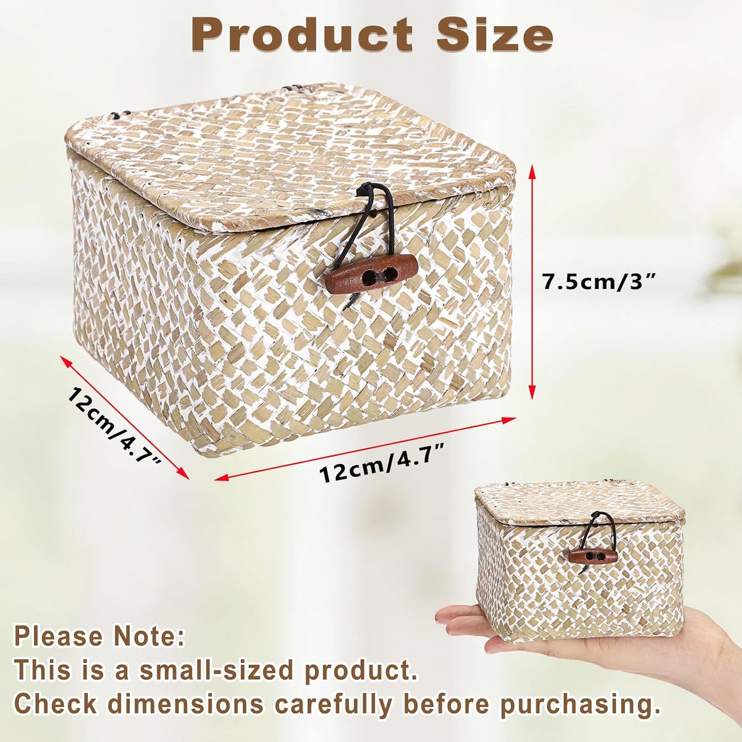 Small Seagrass Basket / 4.7 x 4.7 x 3 / Whitewash Color