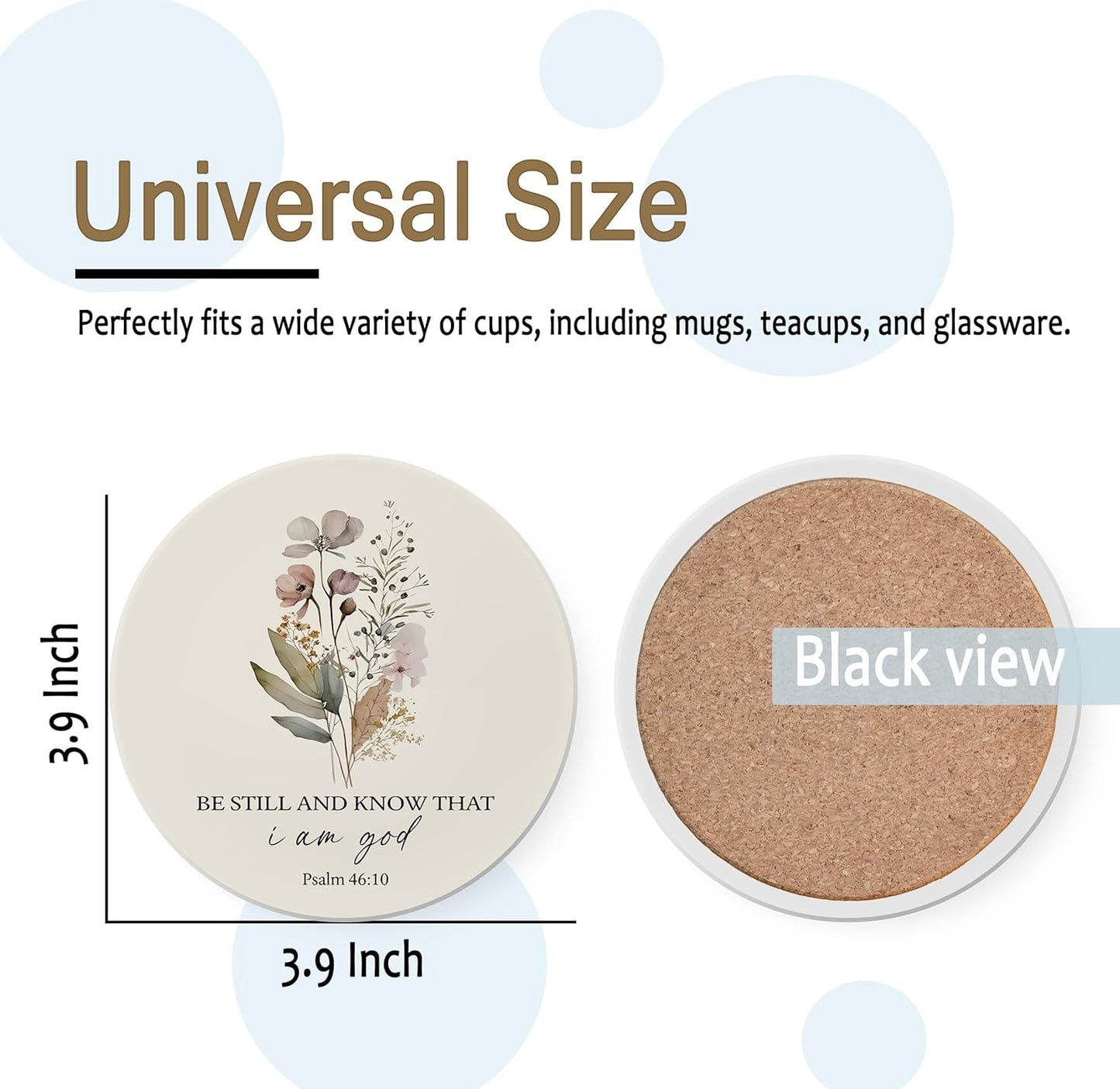 Religious Bible Verse Ceramic Drink Coaster Cup Mat / Christian / Set of 4