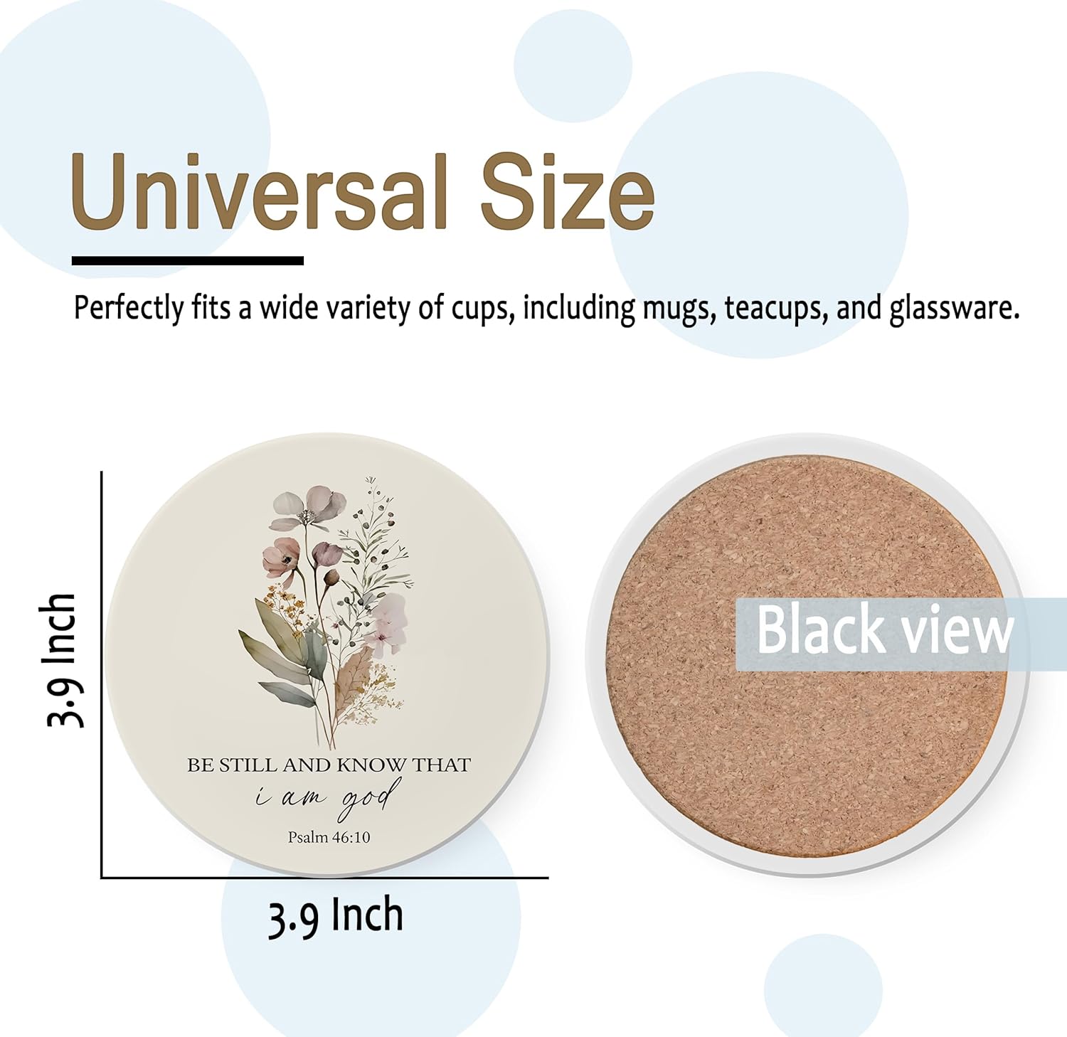 Religious Bible Verse Ceramic Drink Coaster Cup Mat / Christian / Set of 4