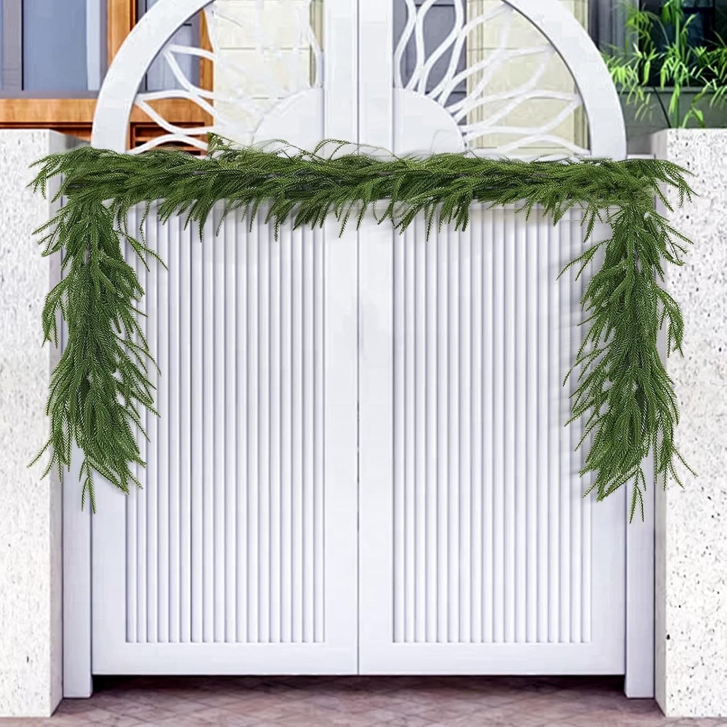 2Pcs 6FT Artificial Norfolk Pine Garland, Real Touch Christmas Garlands | Realistic Faux Greenery Soft Textured Winter