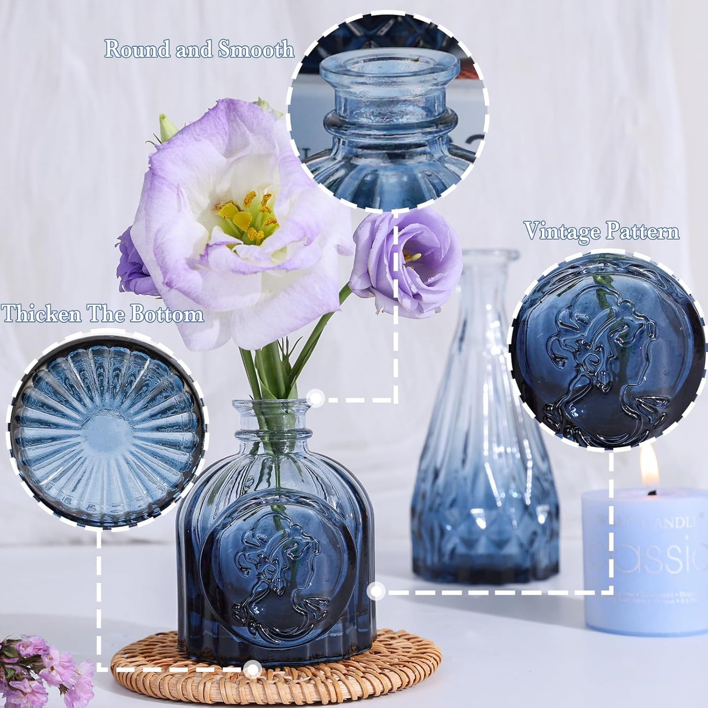 Glass Blue Bud Vases / Standard-blue / Set of 12