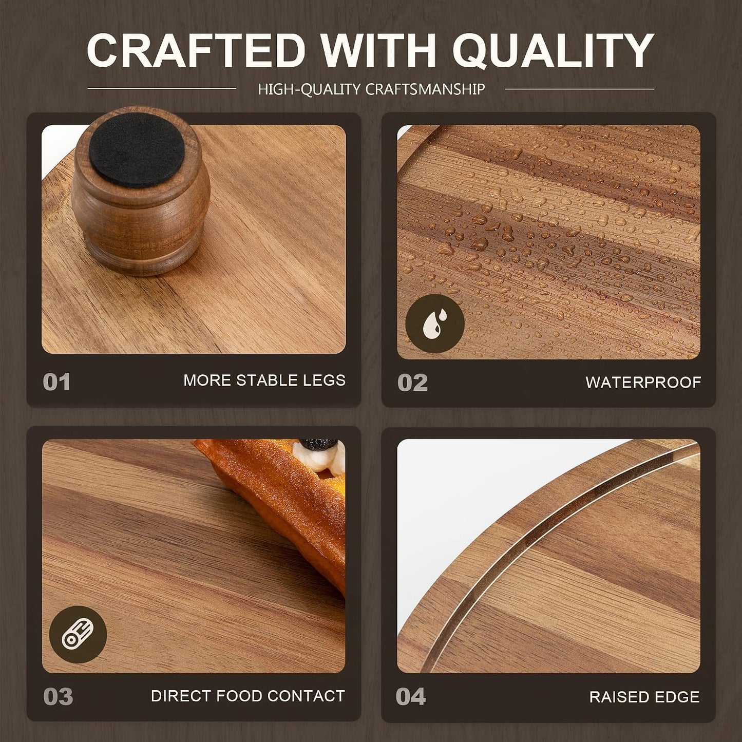 EOSAHR Acacia Wood Display Riser: Pedestal Stand for Bathroom Decor, Brown | 10" Round Display Stand, Rich Wood Grain