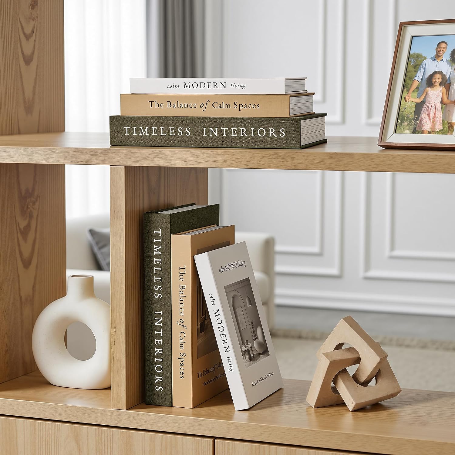 Decorative Books / Stackable Fake Books / Olive Green-beige-apricot / Set of 3
