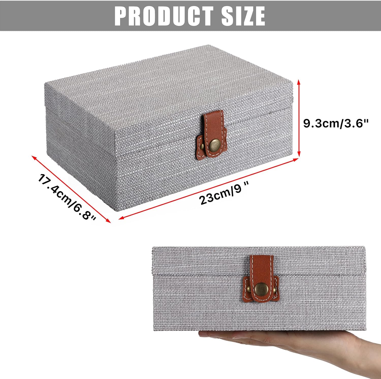 Linen Covered Treasure Chest for Women Gift Photo Organizer / Medium / Gray