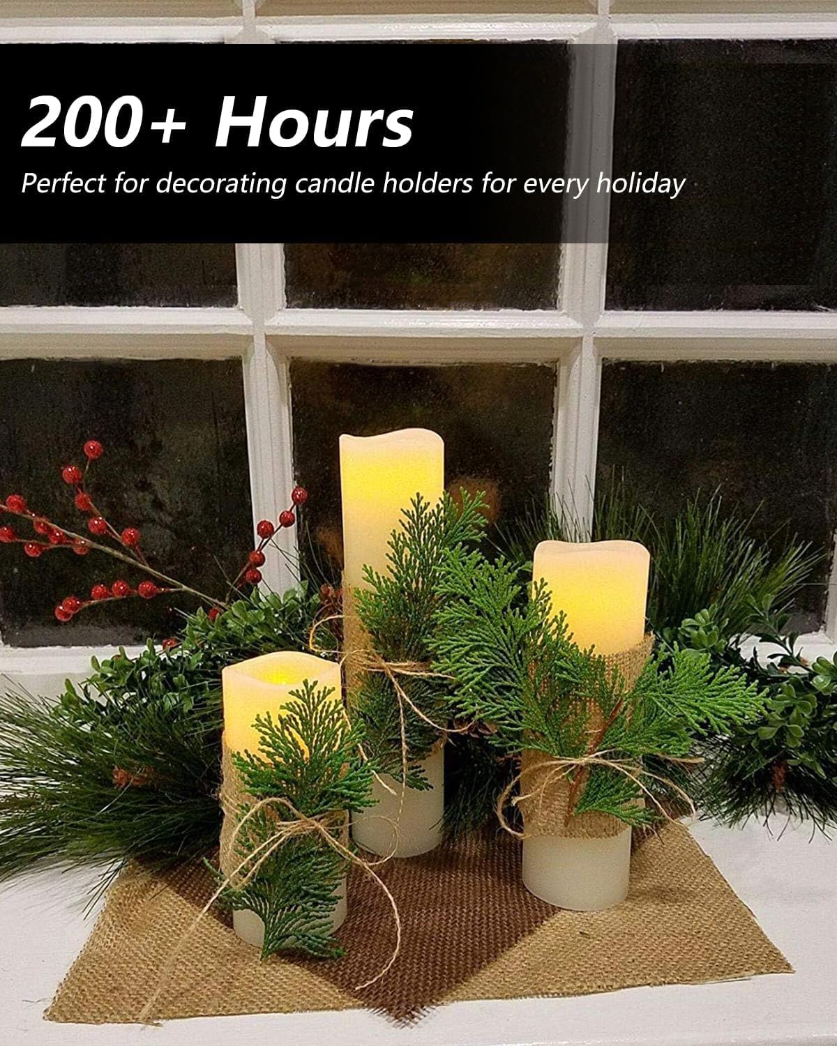Flameless Candles, LED Flickering Candles Set of 10 (H 4" 5" 6" 7" xD 2.2") Waterproof Candles, Resin Plastic, Indoor