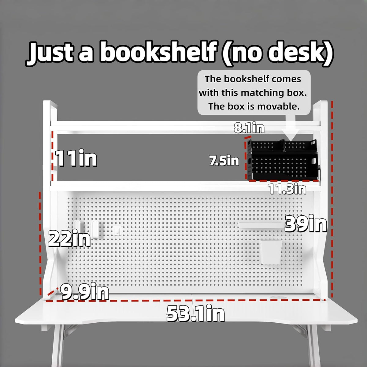Desktop Bookshelf, Multi-Size pegboard Storage Organizer Rack,Dorm Desk Shelf, Desk Hutch,Office Desk top Storage