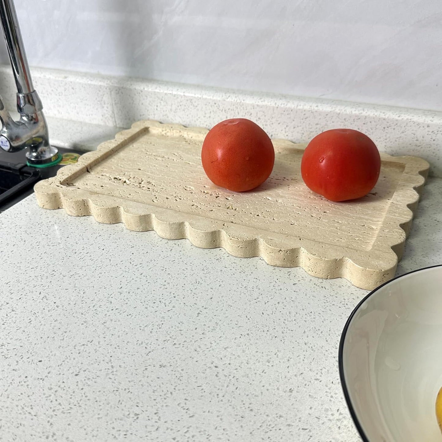 Large Travertine Tray / Beige Travertine / 13.4 x 8