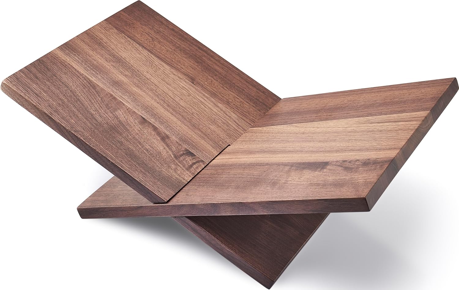 Honygebia Solid Walnut Wood Book Stand, Cross Frame Open Display Holder | Solid Walnut Wood, 14mm Thick Panels, 9.5"D x