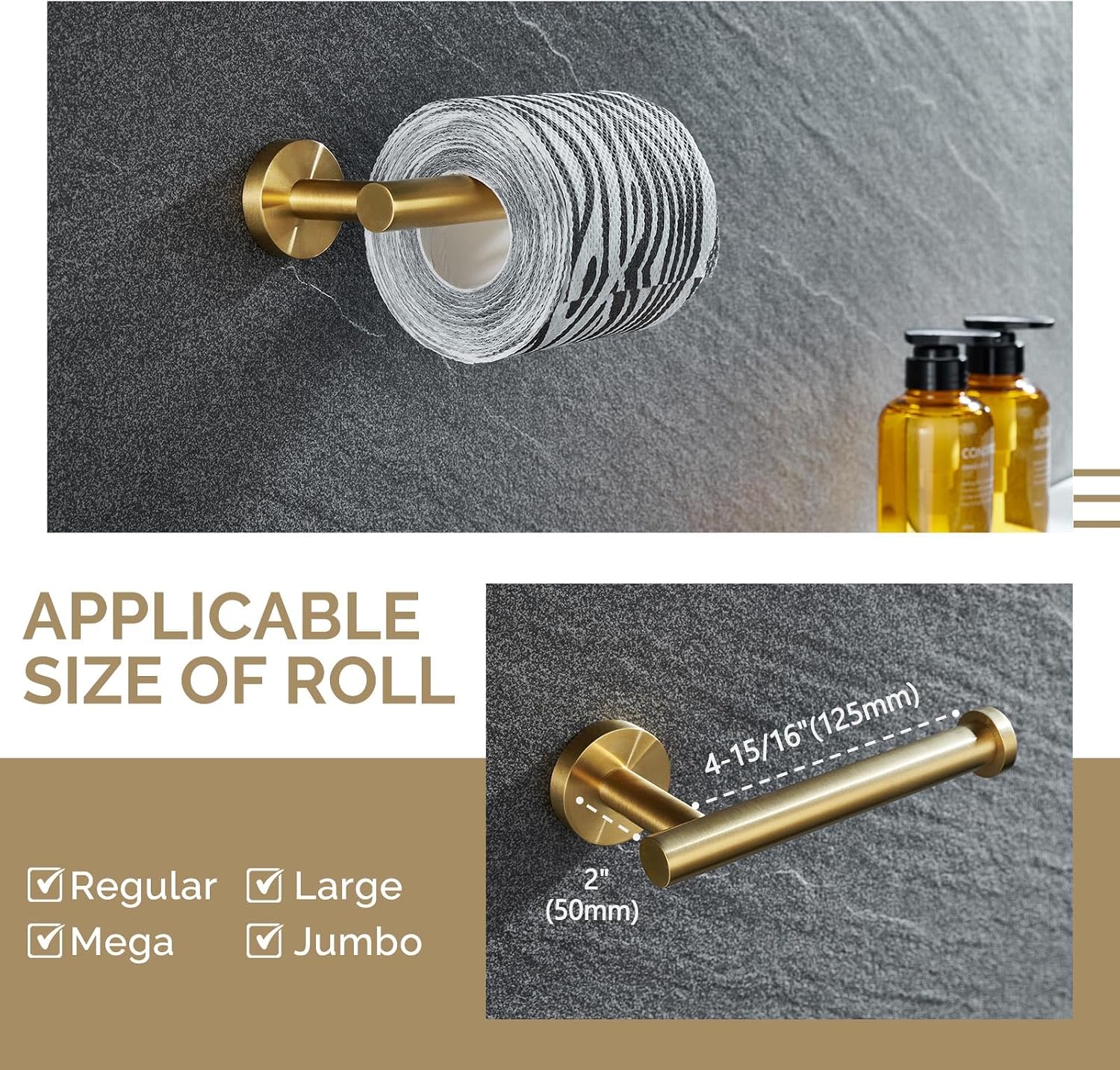Angle Simple Bathroom Hardware Set Brushed Dark Gold, 4-Piece | SUS304 Stainless Steel Bathroom Fixtures Accessory Kit