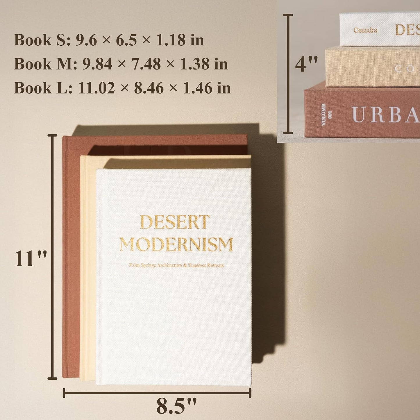 Real Linen Hardcover Books / Set of 3