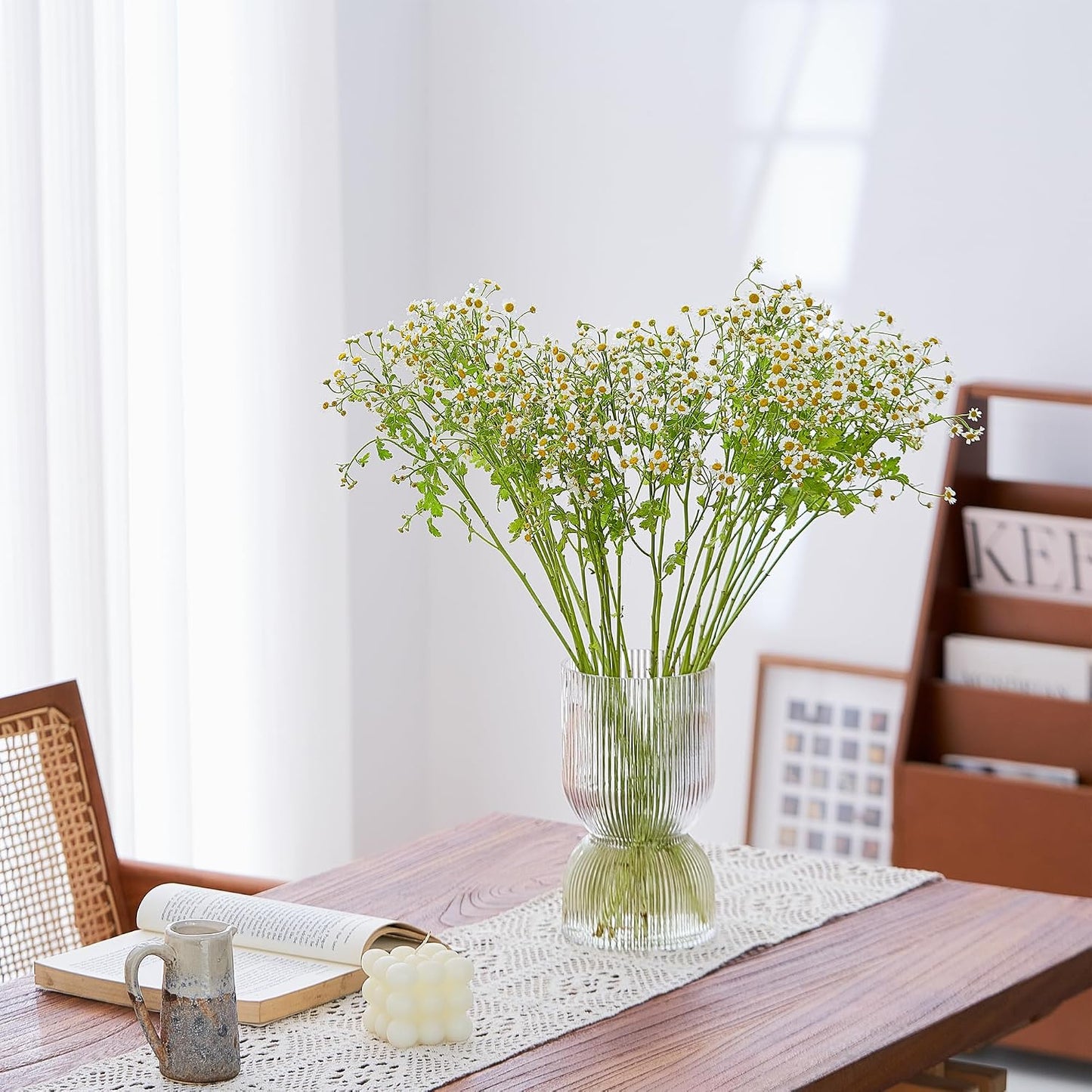 Clear Ribbed Thickened Glass Vases / Glass Bud Clear / 7.5 Inch