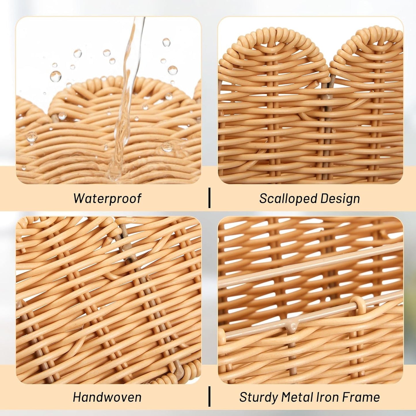 Wicker Wall Bathroom Shelves / Set of 2