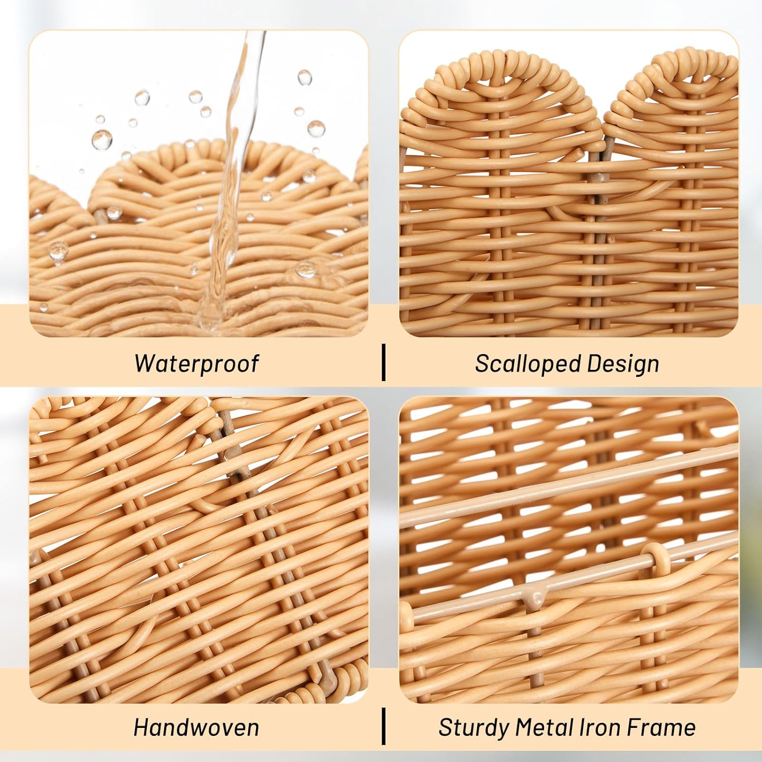 Wicker Wall Bathroom Shelves / Set of 2