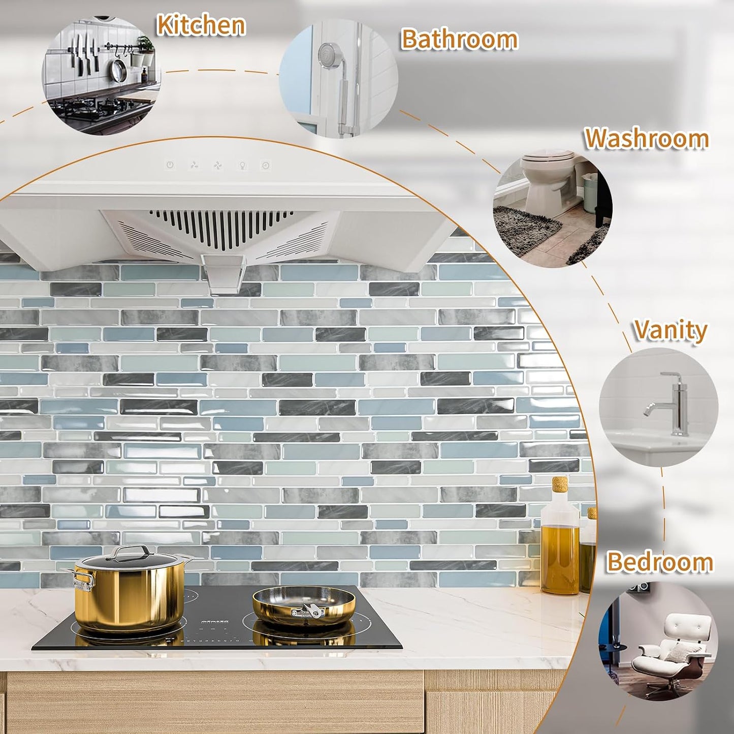 Back Splash Stick On Tiles / Blue