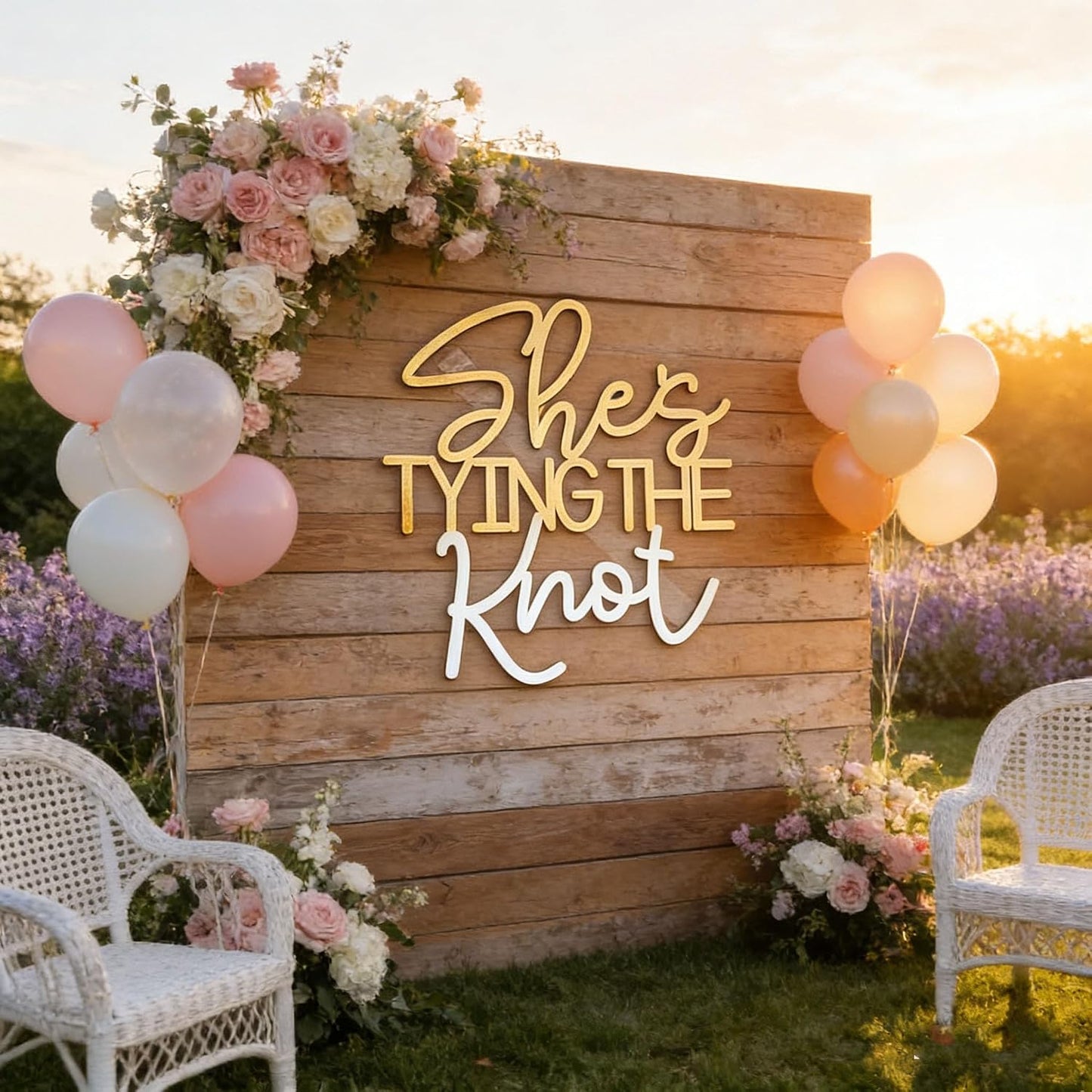 She's Tying The Knot Wedding Shower Wooden Sign