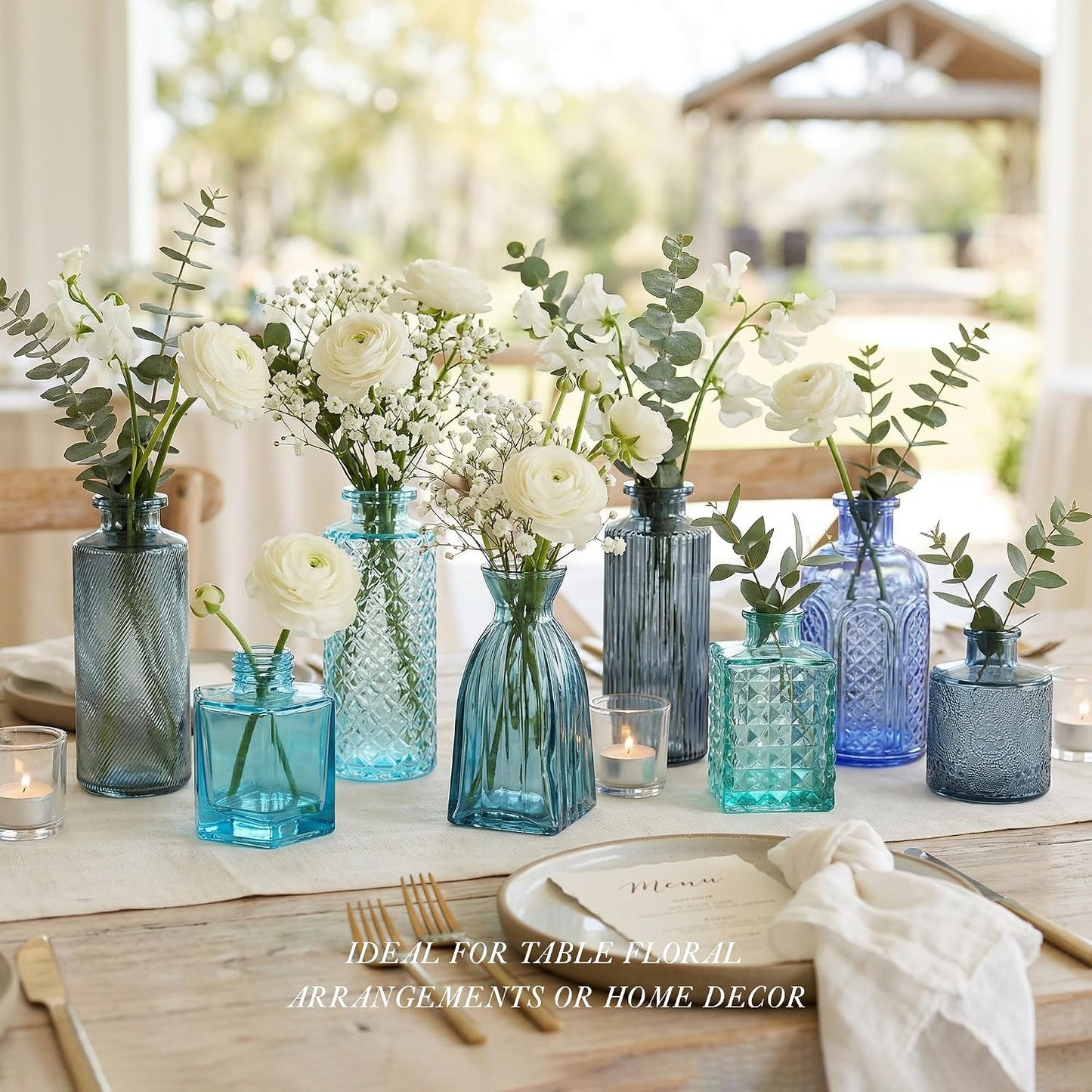 Blue Glass Bud Vases / Blue Series / Set of 30