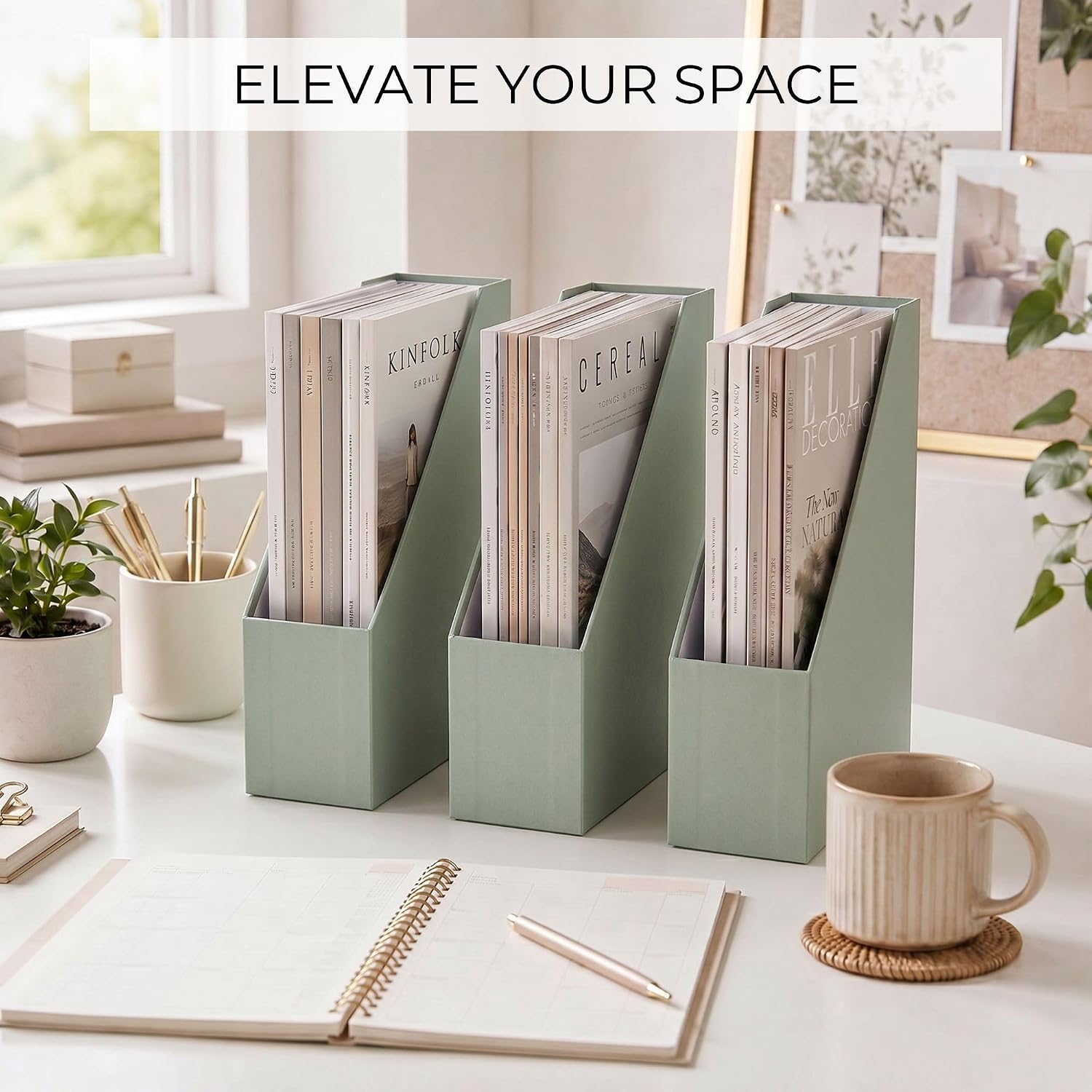 Beautiful Magazine Holder Set Of 3 - Sturdy File Holder for Desk Or Shelves | The Perfect Office Storage to