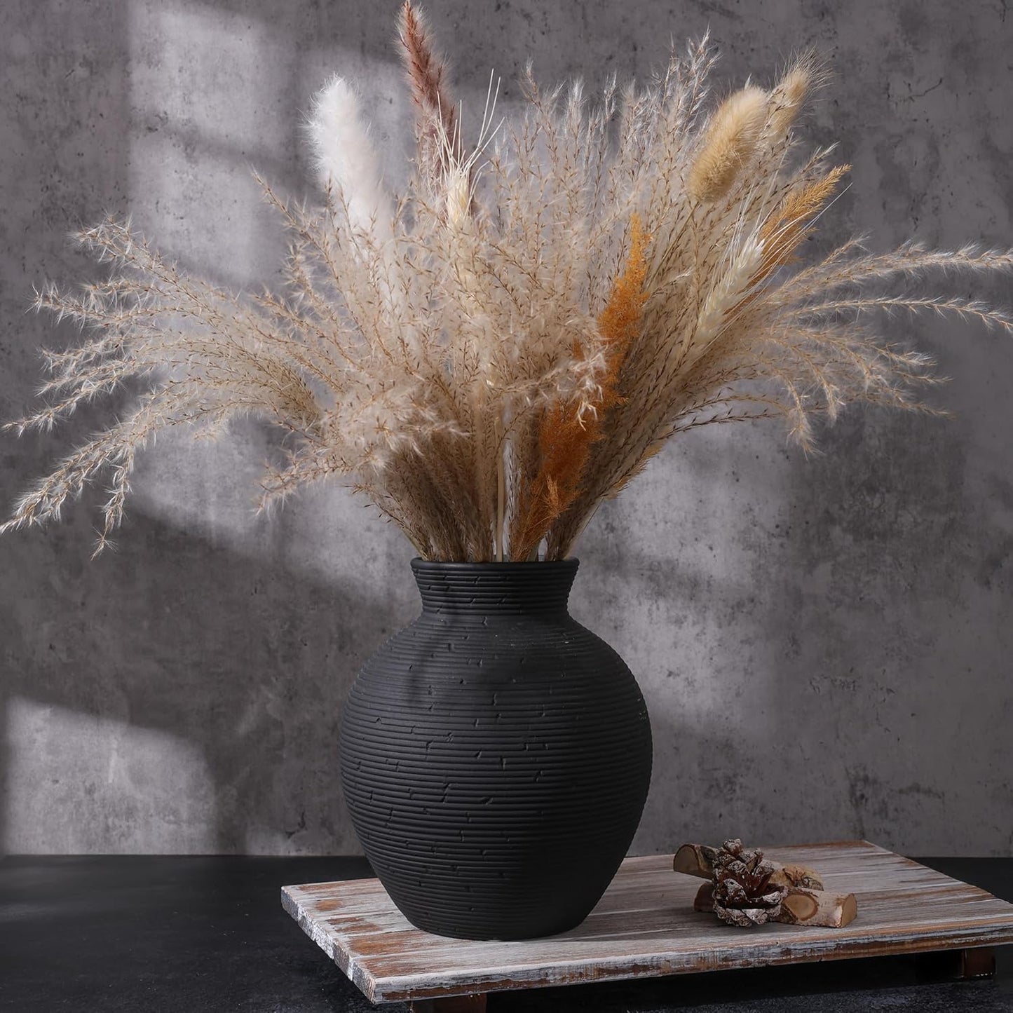 Ceramic Flower Vase Home Decor / 7.4 In - Black / 7.4 Inch