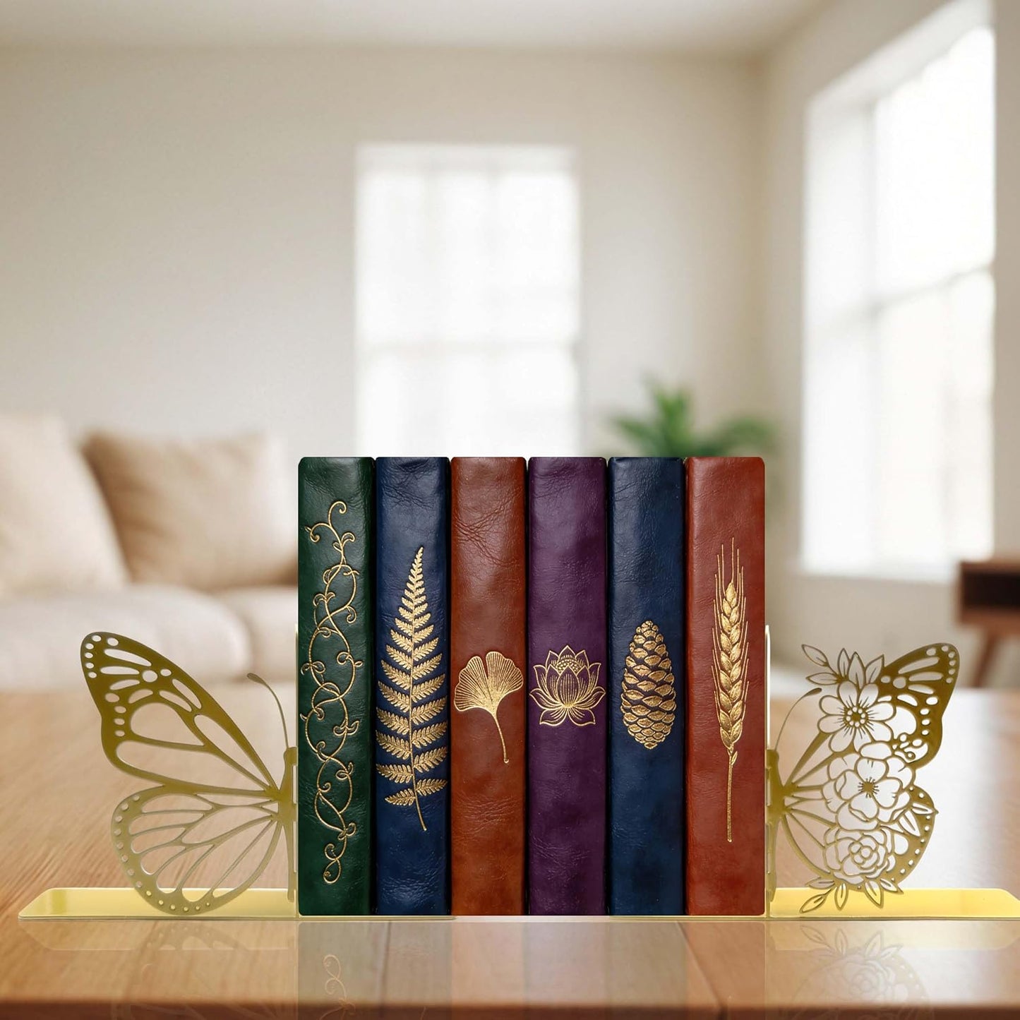 Modern Gold Bookends / Gold Butterfly